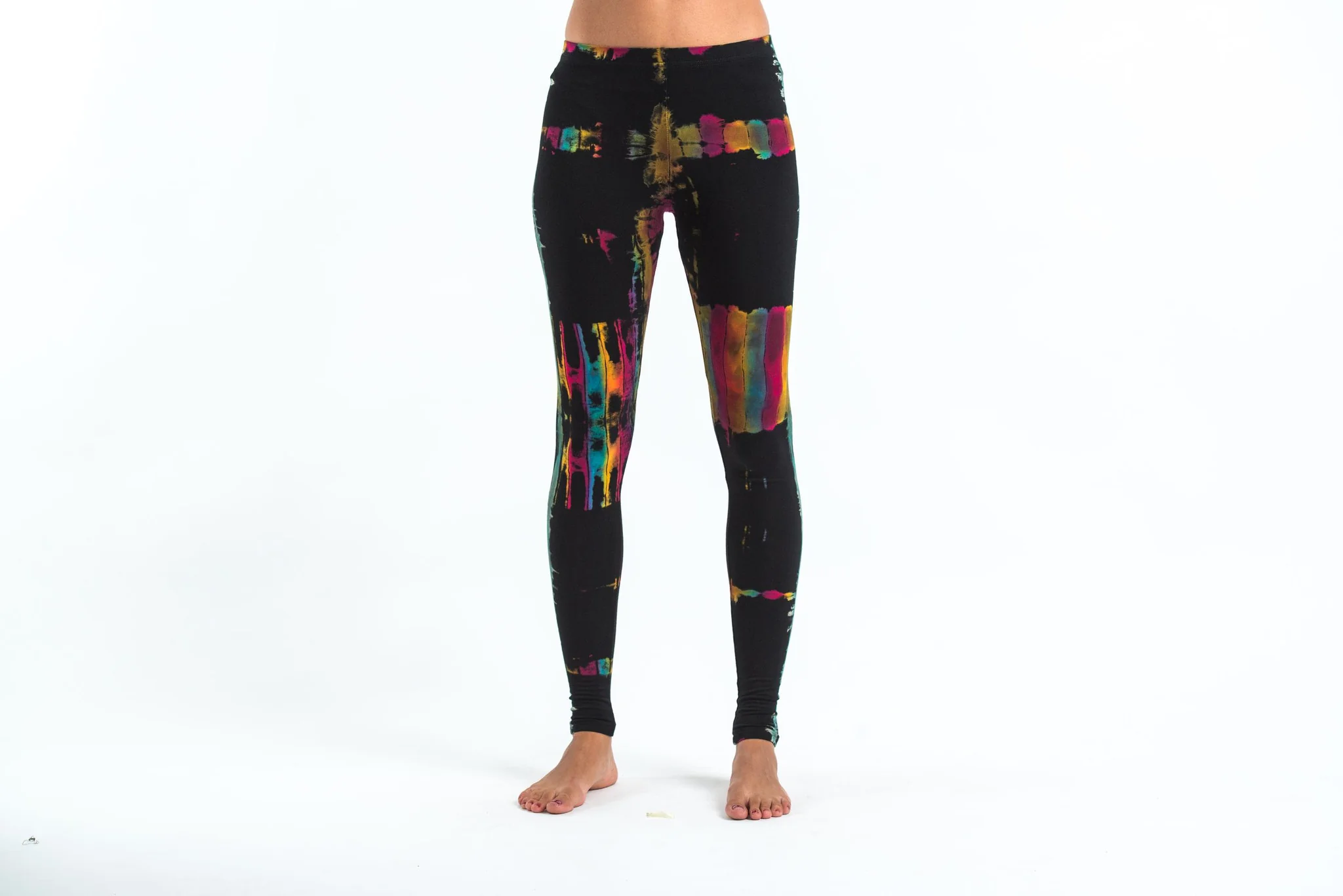 Patch Dye Tie Dye Cotton Leggings in Festival Black