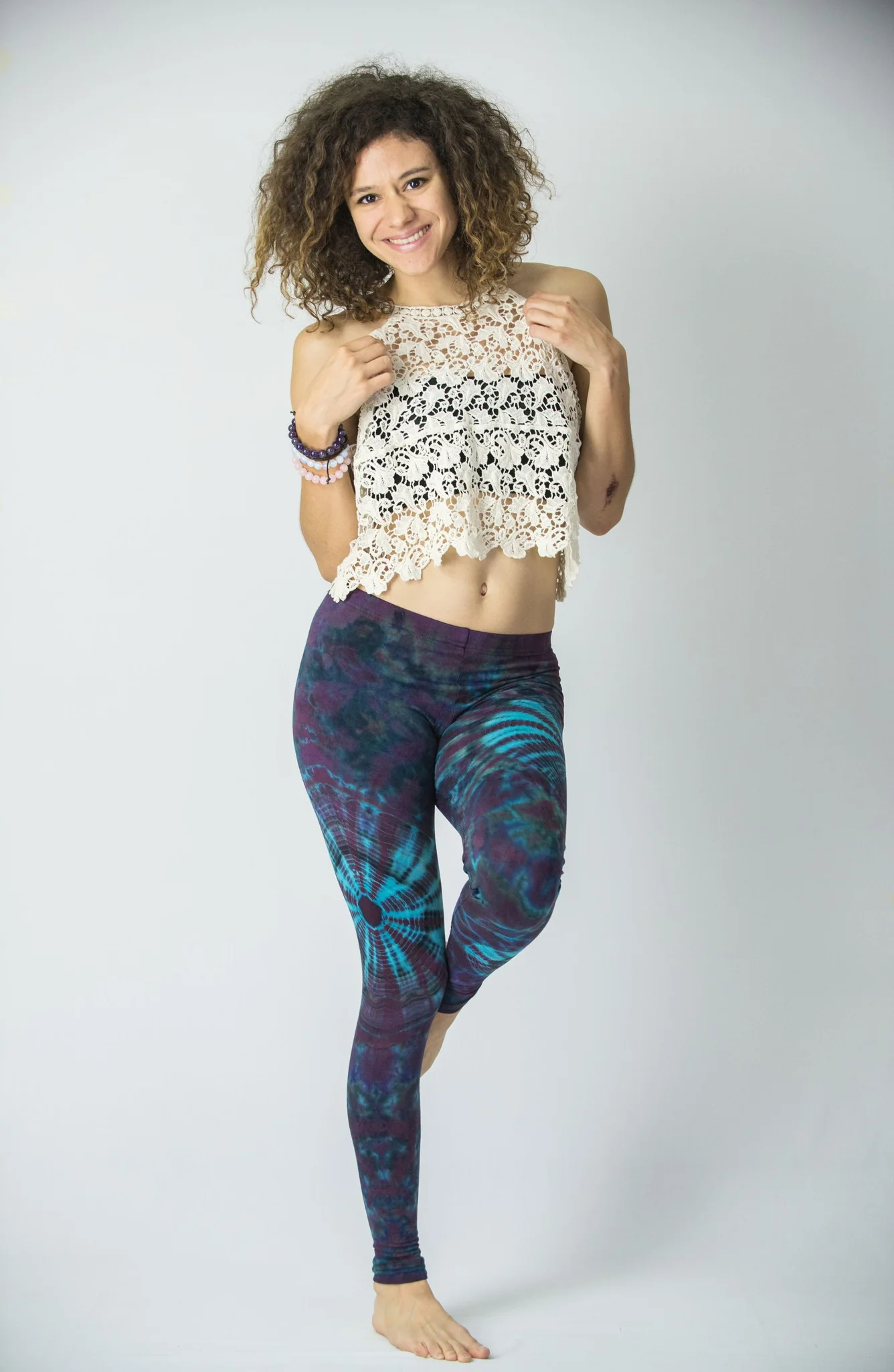 Swirls Tie Dye Cotton Leggings in Indigo