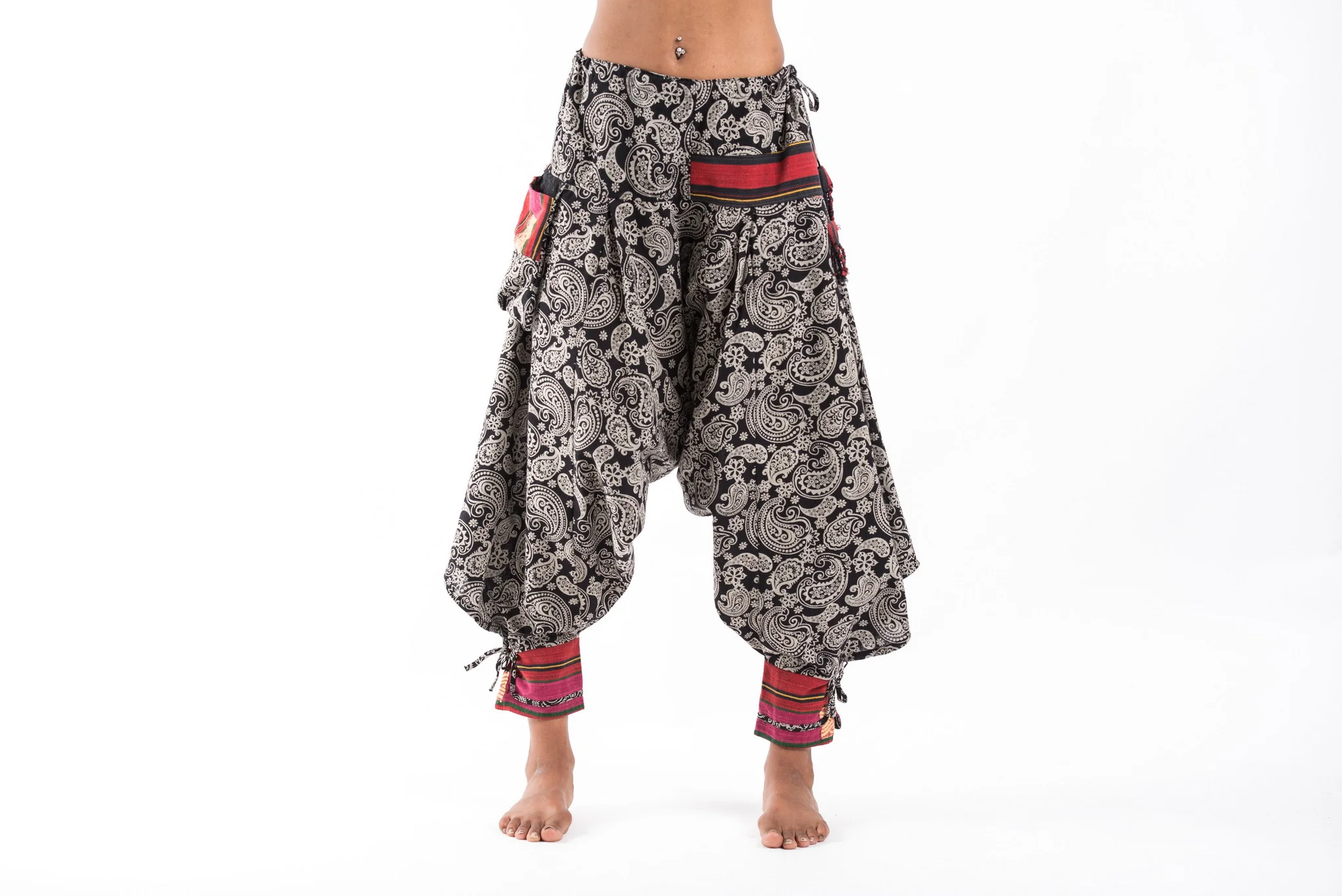 1983-Paisley-Hill-Tribe-Drawstring-Women-s-Harem-Pants-with-Ankle-Straps-2.webp Paisley Hill Tribe Drawstring Women's Harem Pants with Ankle Straps