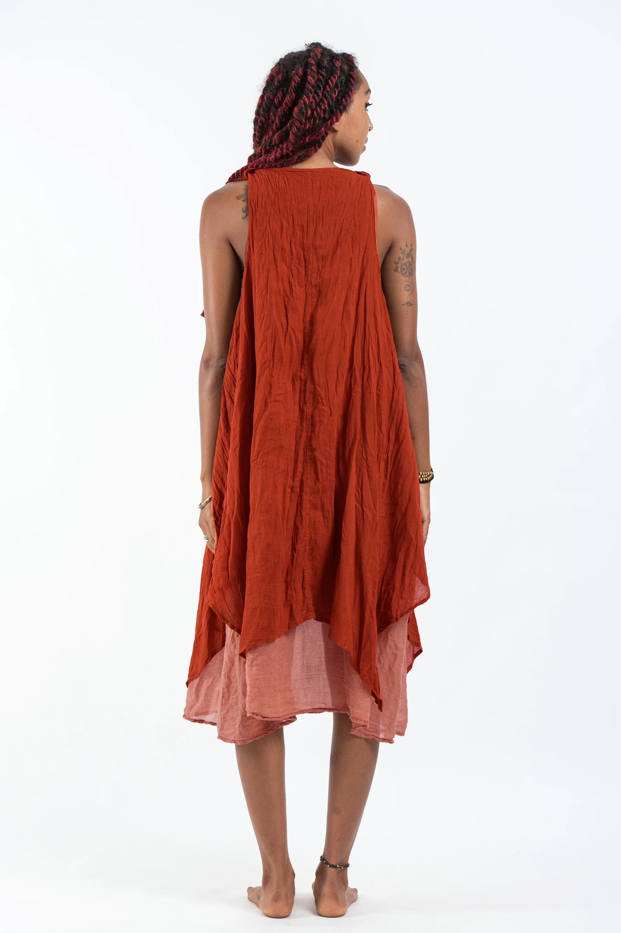 1984-Crinkled-Hill-Tribe-Cotton-Tank-Dress-in-Brick-4.webp Crinkled Hill Tribe Cotton Tank Dress in Brick