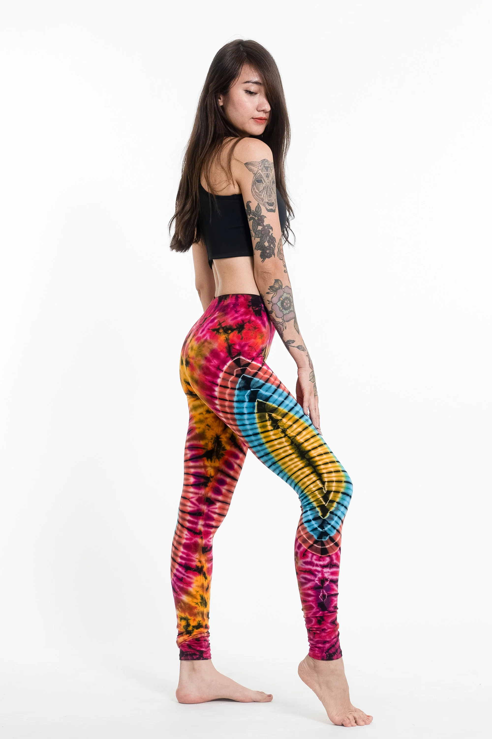 1987-Oval-Swirls-Tie-Dye-Cotton-Leggings-in-Pink-Rainbow-3.webp Oval Swirls Tie Dye Cotton Leggings in Pink Rainbow