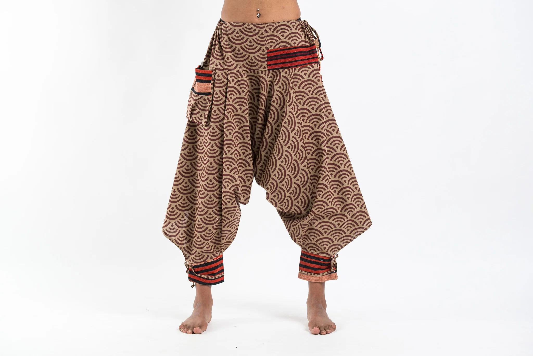 1997-Seigaiha-Wave-Print-Hill-Tribe-Drawstring-Women-s-Harem-Pants-with-Ankle-Straps-2.webp Seigaiha Wave Print Hill Tribe Drawstring Women's Harem Pants with Ankle Straps
