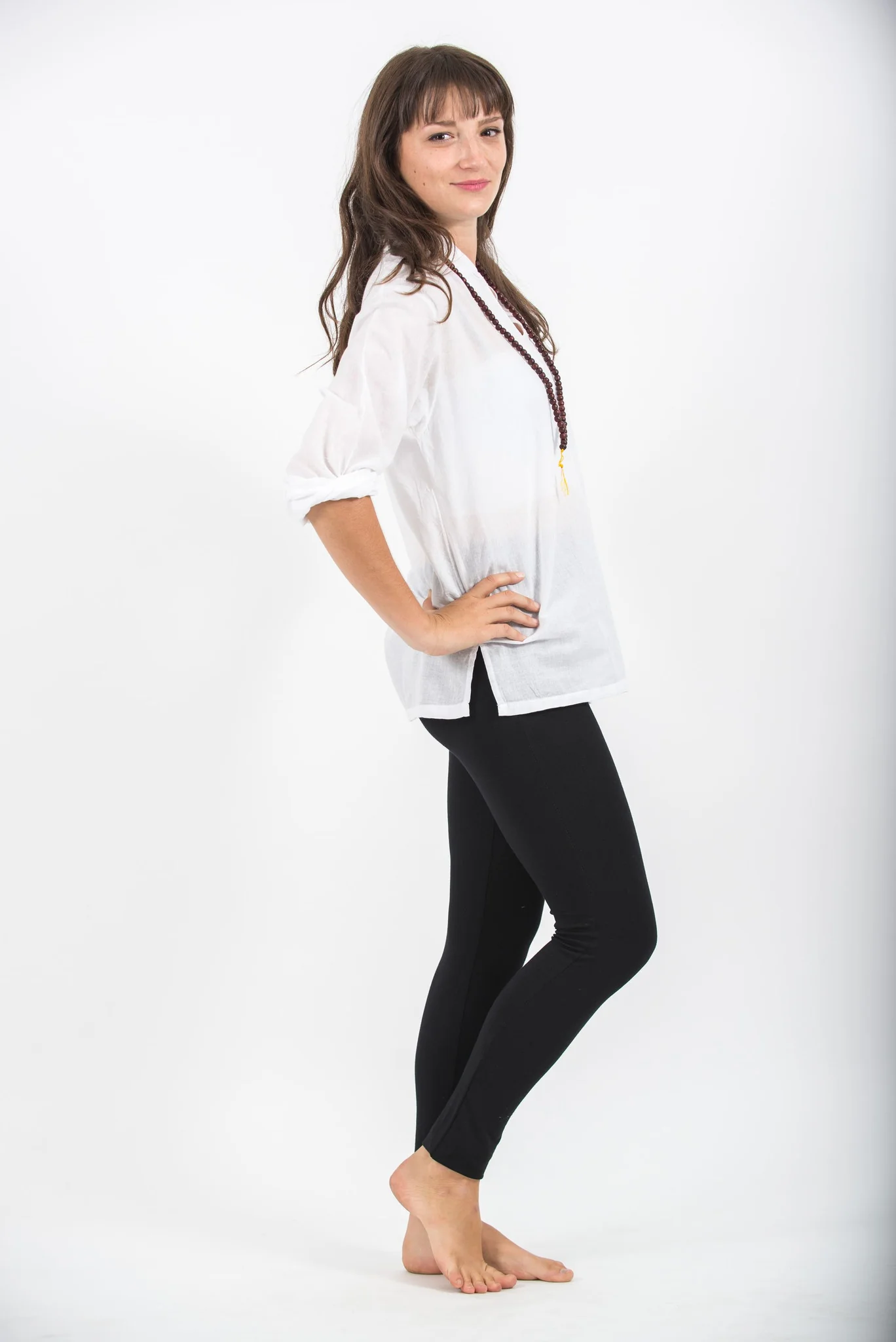 2010-Womens-Yoga-Shirts-Nehru-Collared-in-White-3.webp Womens Yoga Shirts Nehru Collared in White