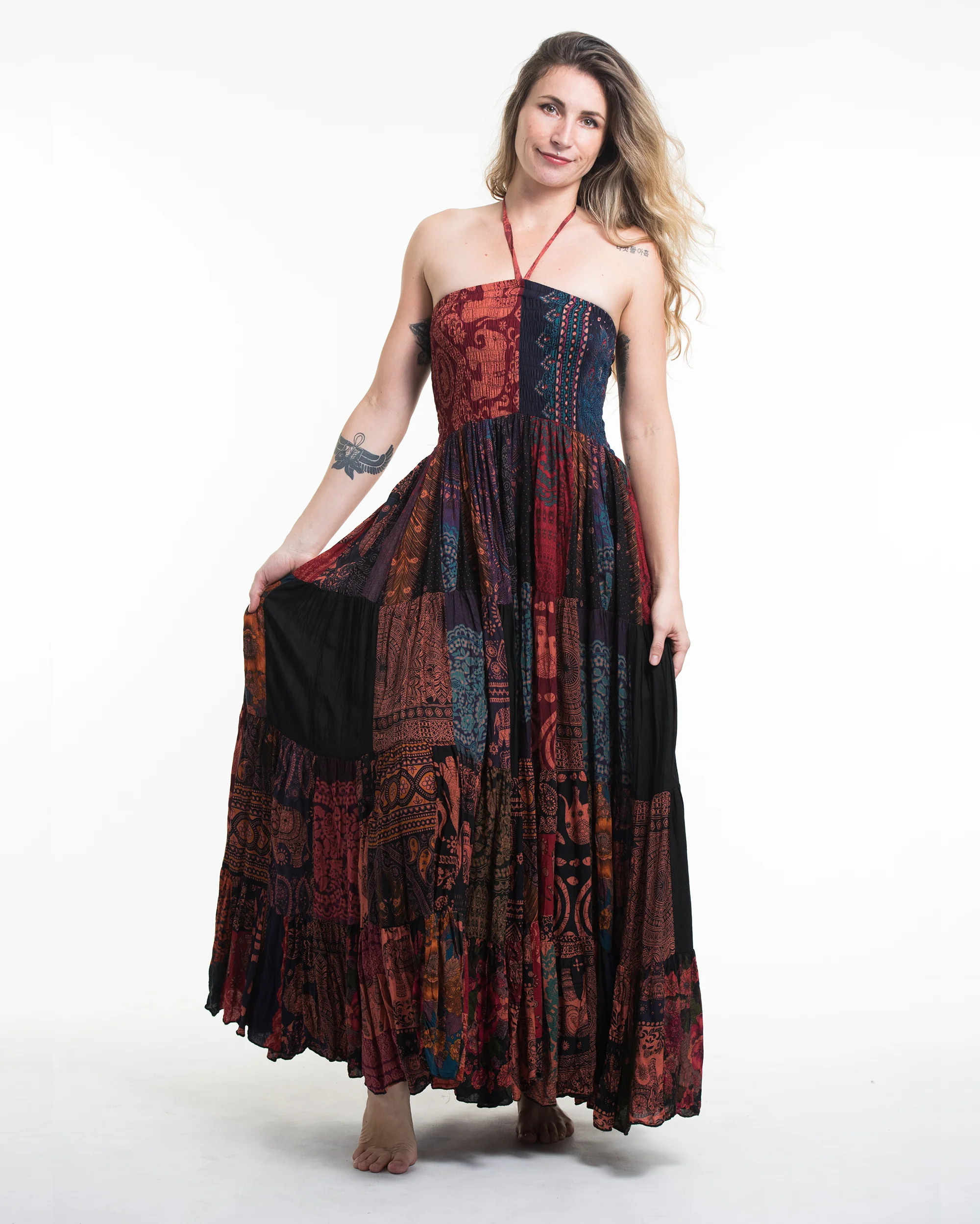 2113-Upcycled-Patchwork-Multi-Print-Maxi-Dress-in-Orange-3.webp Upcycled Patchwork Multi Print Maxi Dress in Orange