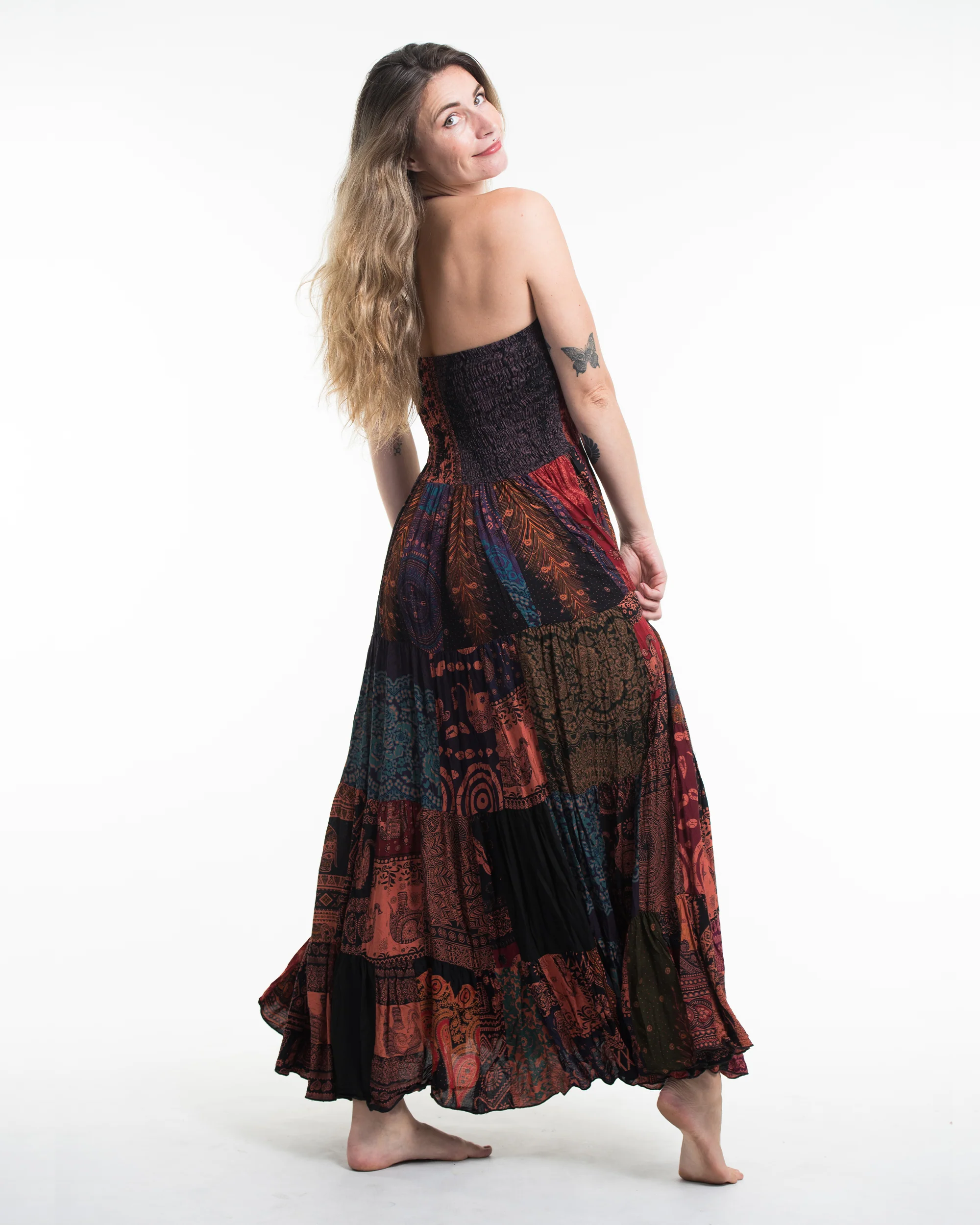 2113-Upcycled-Patchwork-Multi-Print-Maxi-Dress-in-Orange-4.webp Upcycled Patchwork Multi Print Maxi Dress in Orange