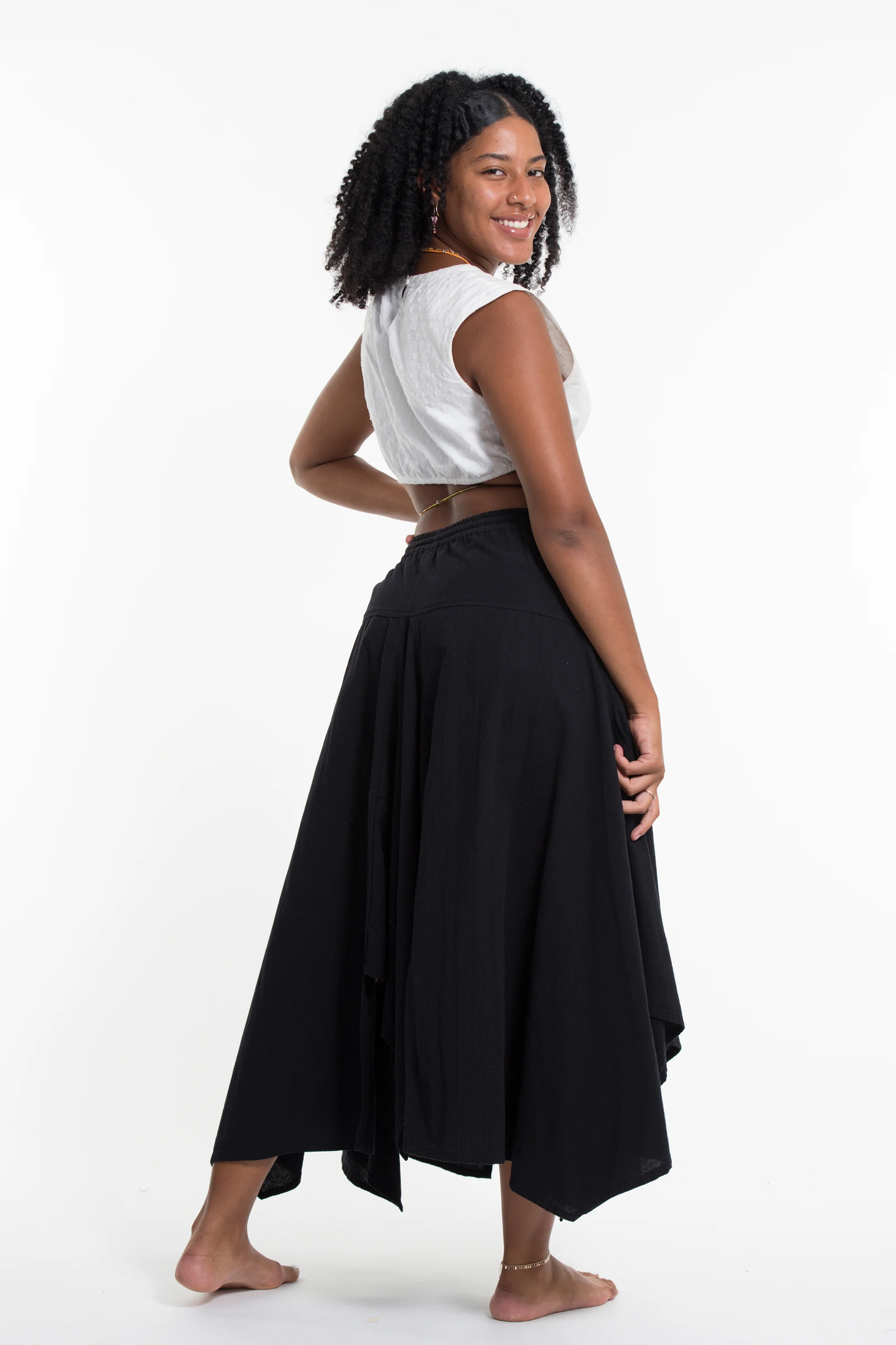 2132-Solid-Color-Cotton-Handkerchief-Midi-Skirt-in-Black-4.webp Solid Color Cotton Handkerchief Midi Skirt in Black