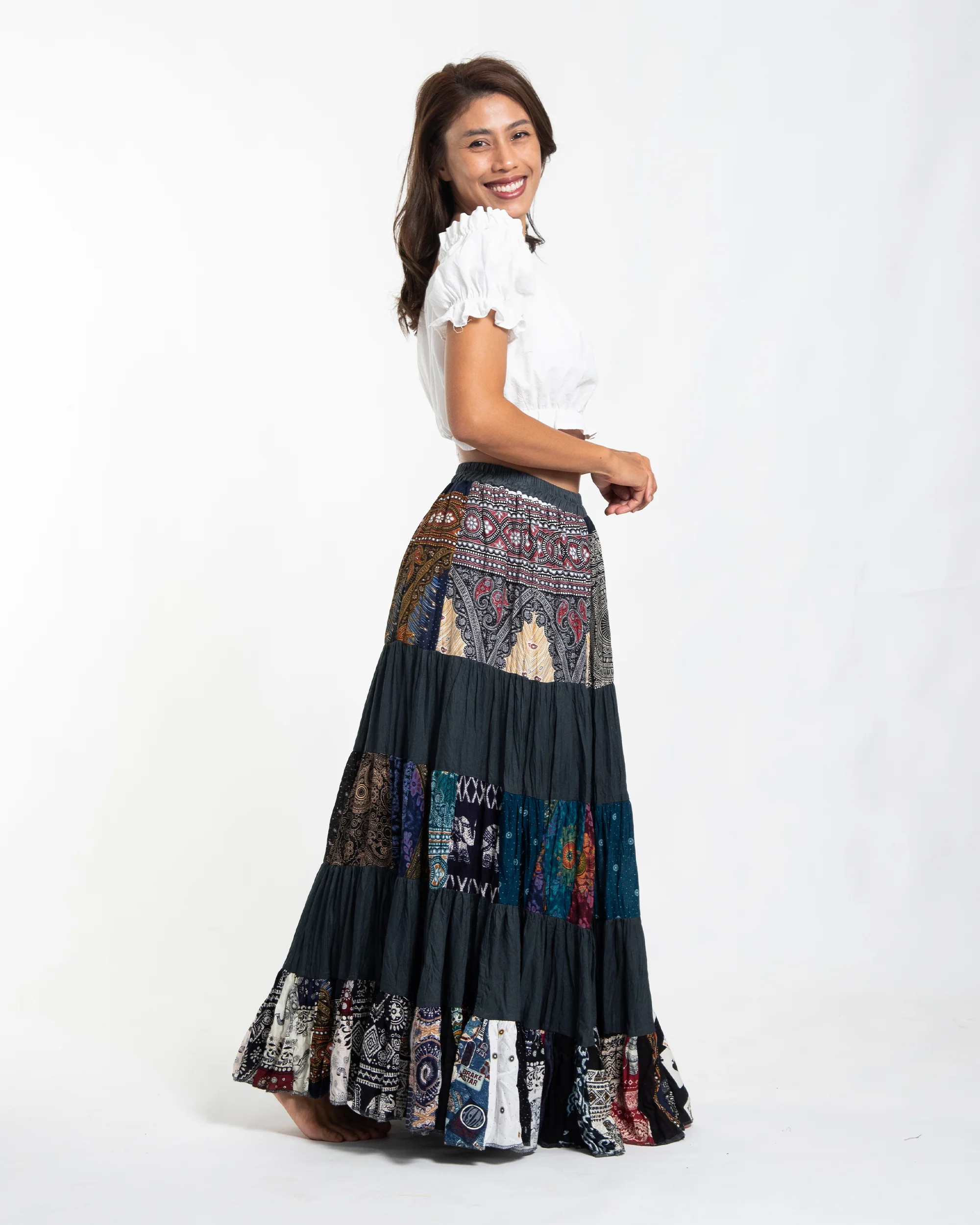 2147-Patchwork-Long-Skirt-in-Dark-Gray-3.webp Patchwork Long Skirt in Dark Gray