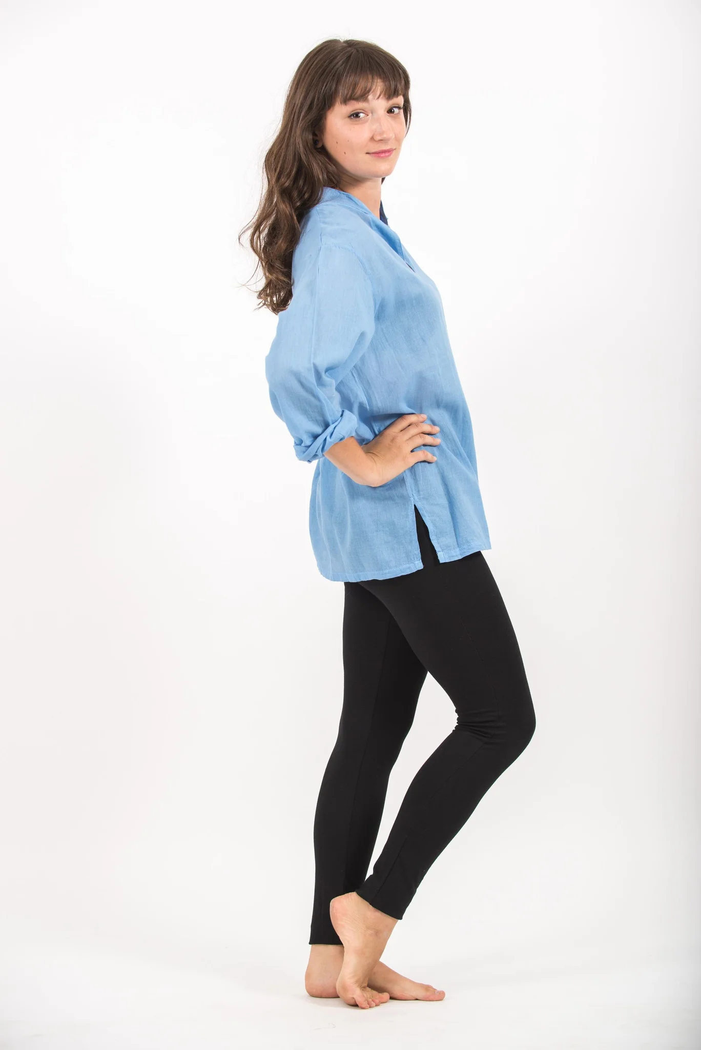 2155-Womens-Yoga-Shirts-Nehru-Collared-in-Blue-3.webp Womens Yoga Shirts Nehru Collared in Blue