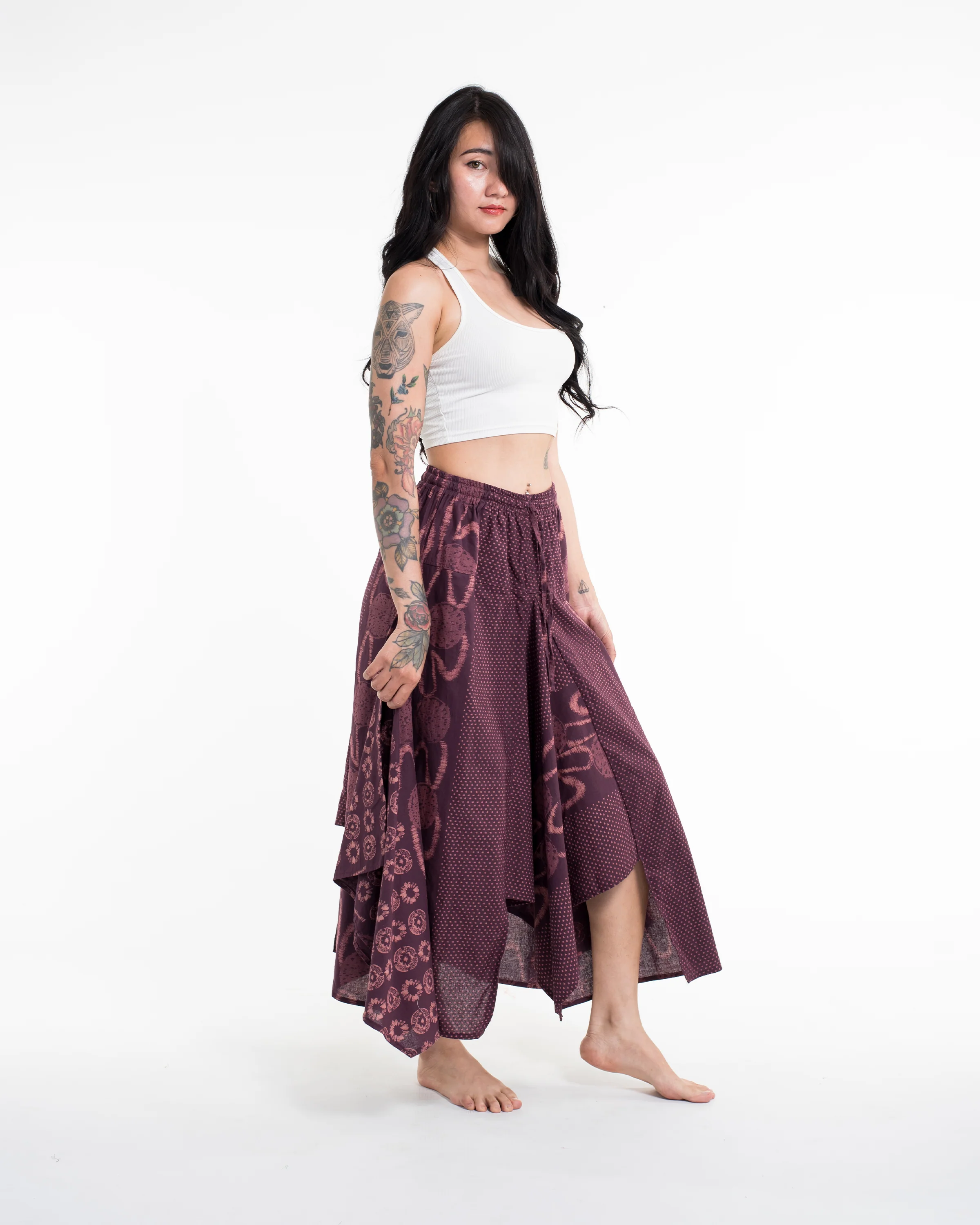 2160-Daisy-Dot-Prints-Cotton-Handkerchief-Midi-Skirt-in-Purple-3.webp Daisy Dot Prints Cotton Handkerchief Midi Skirt in Purple