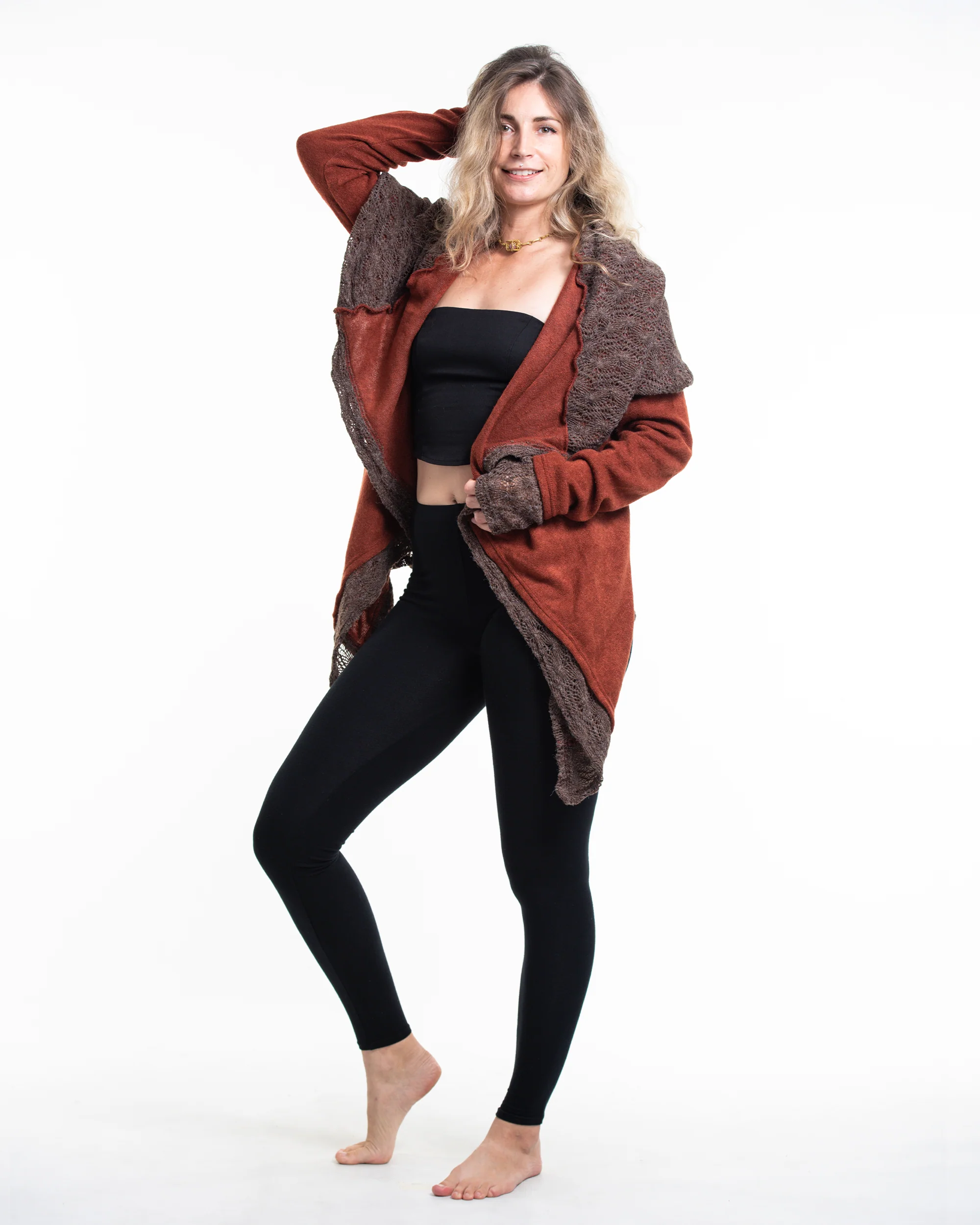 2171-Hooded-Shawl-Cardigan-in-Brick-4.webp Hooded Shawl Cardigan in Brick