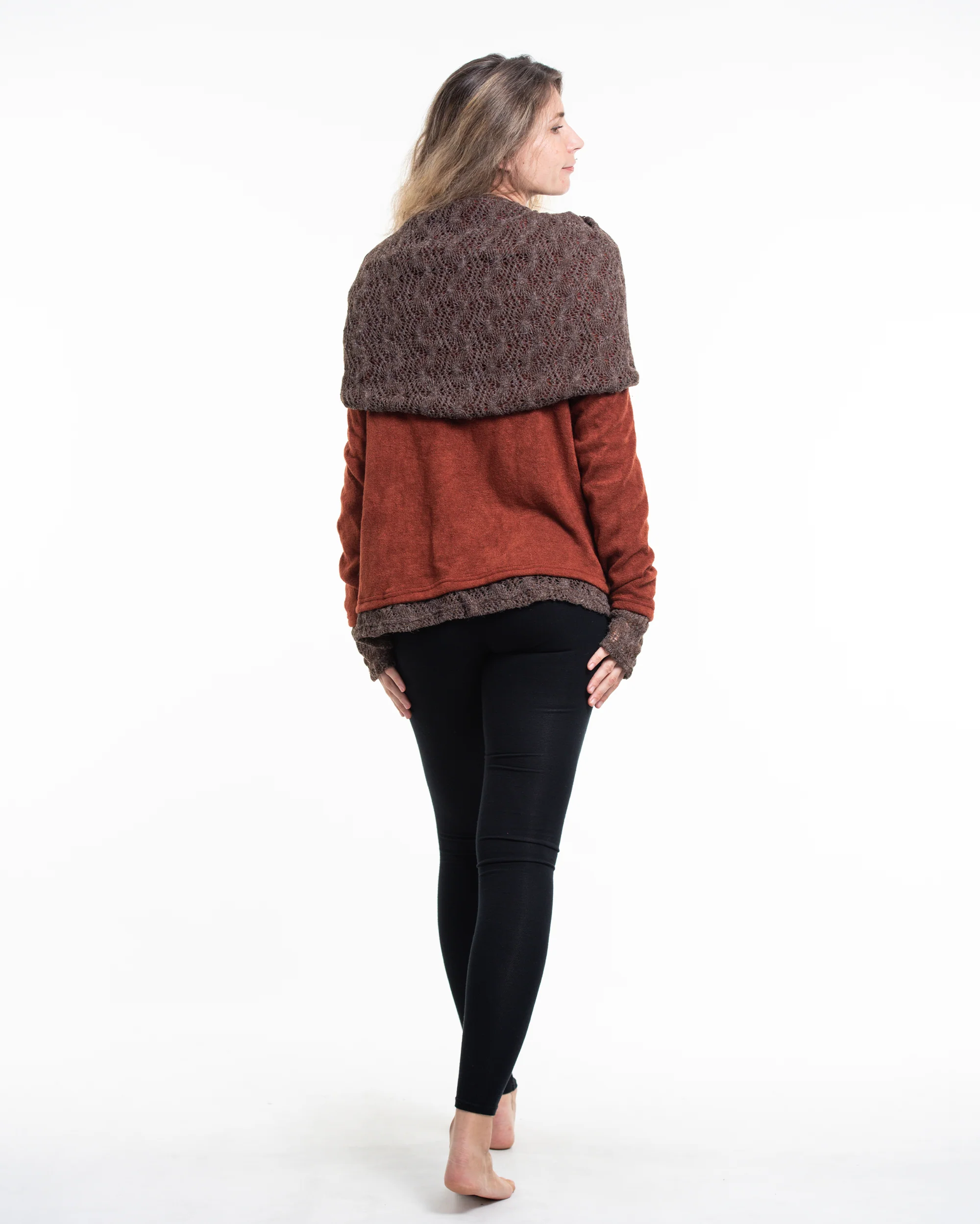 2171-Hooded-Shawl-Cardigan-in-Brick-5.webp Hooded Shawl Cardigan in Brick