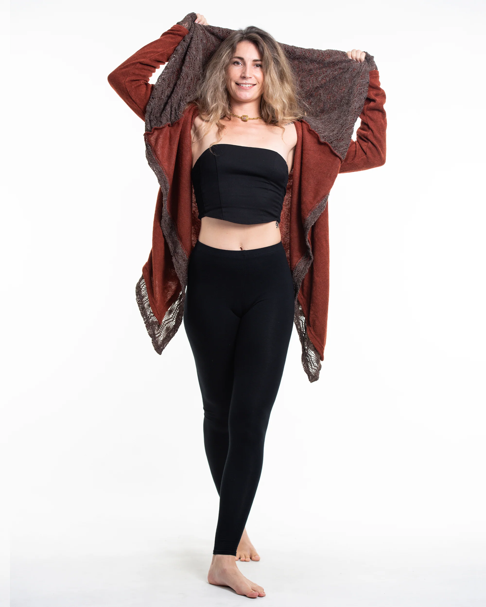 2171-Hooded-Shawl-Cardigan-in-Brick-7.webp Hooded Shawl Cardigan in Brick