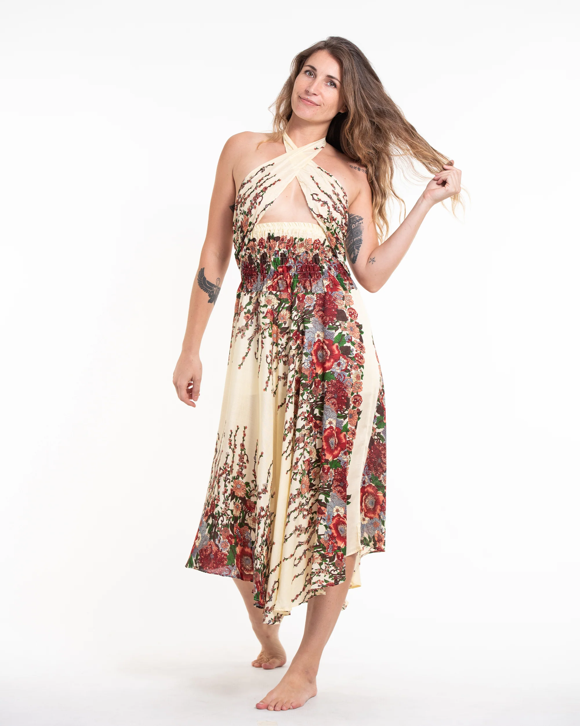 2174-Floral-Handkerchief-Midi-Skirt-in-Cream-3.webp Floral Handkerchief Midi Skirt in Cream