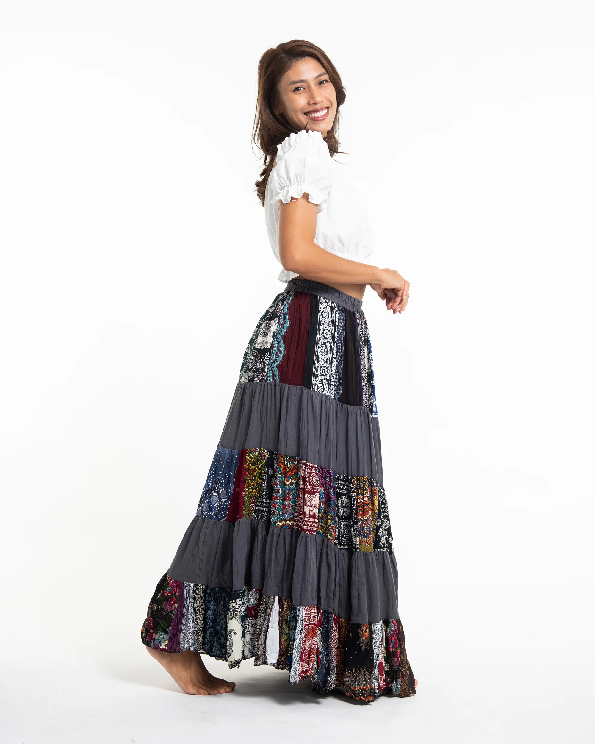 2175-Patchwork-Long-Skirt-in-Gray-3.webp Patchwork Long Skirt in Gray