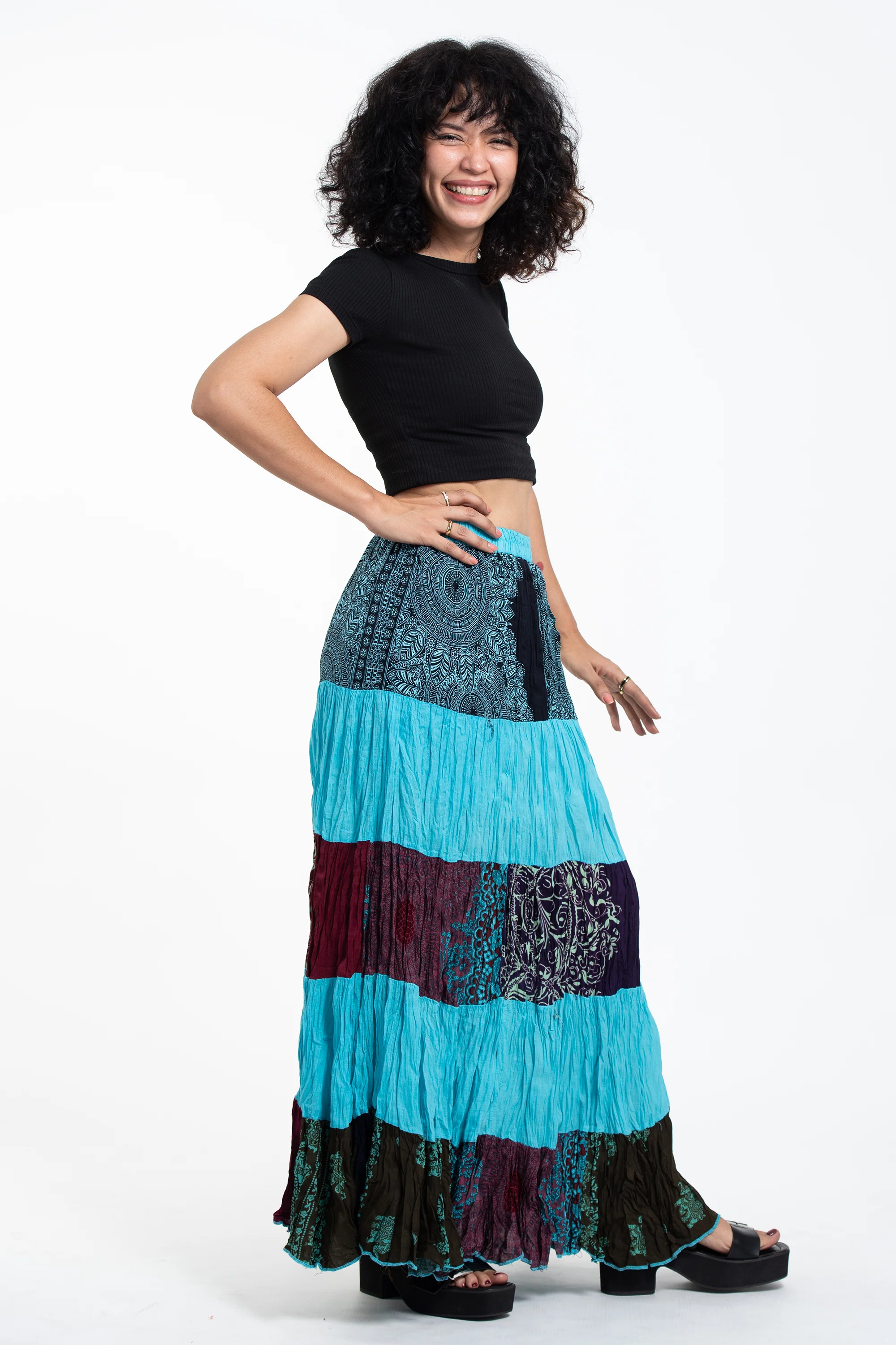 2176-Patchwork-Long-Skirt-in-Blue-3.webp Patchwork Long Skirt in Blue