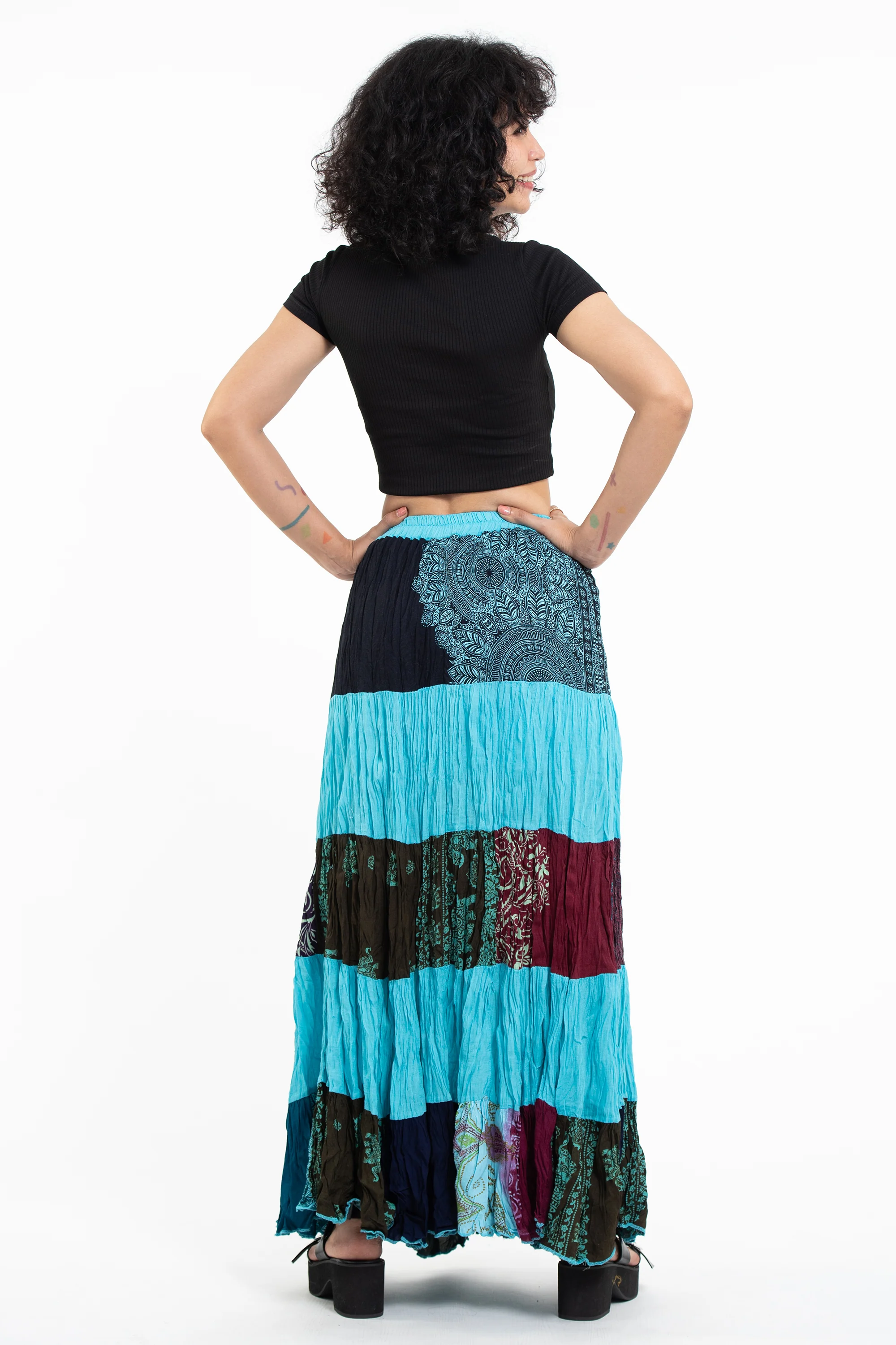 2176-Patchwork-Long-Skirt-in-Blue-4.webp Patchwork Long Skirt in Blue