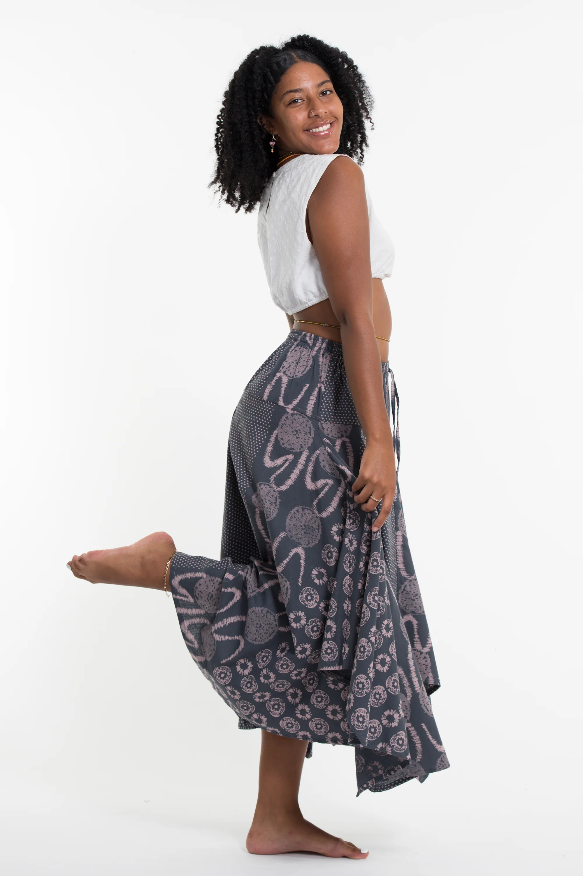 2178-Daisy-Dot-Prints-Cotton-Handkerchief-Midi-Skirt-in-Gray-3.webp Daisy Dot Prints Cotton Handkerchief Midi Skirt in Gray