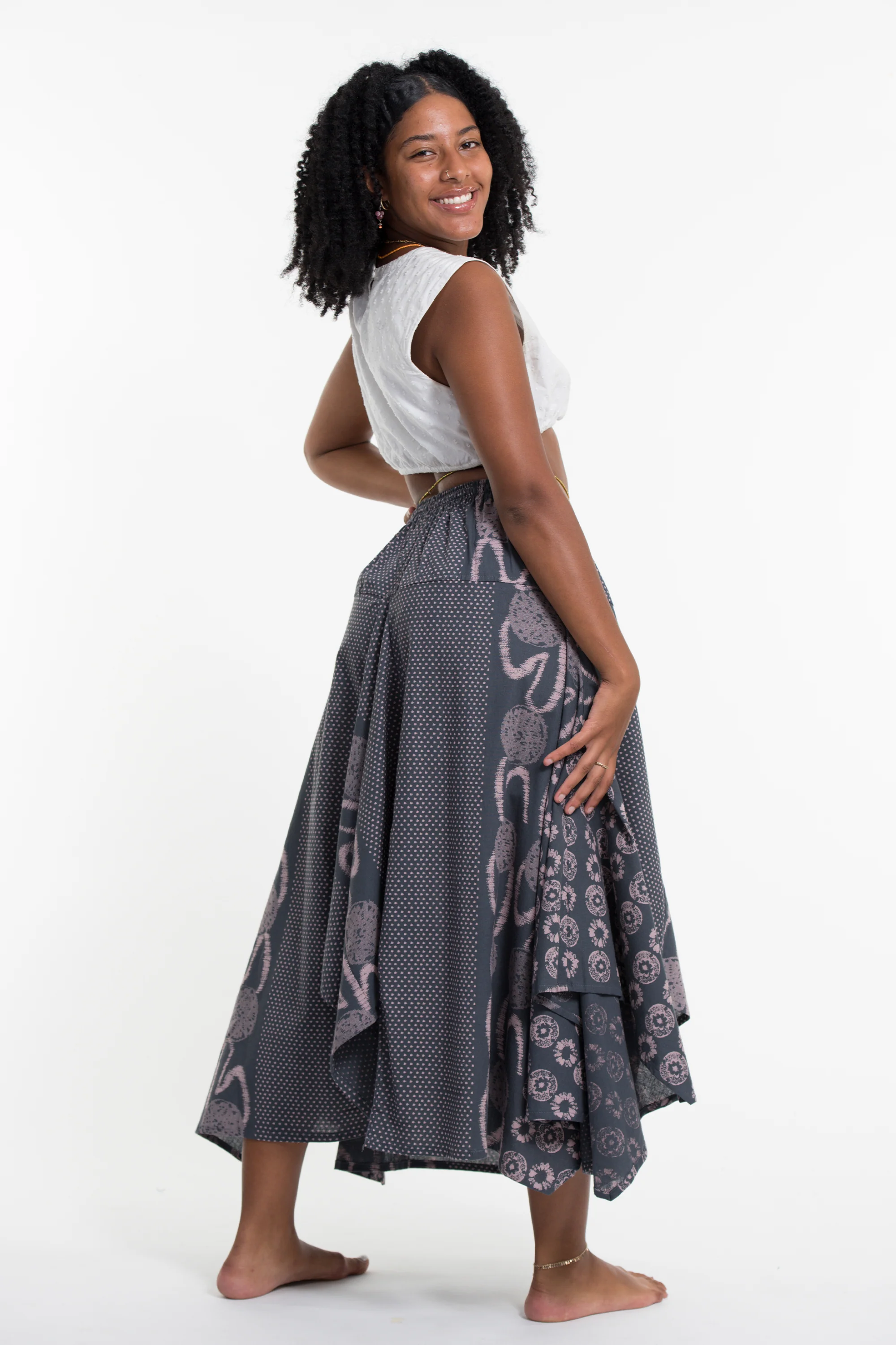 2178-Daisy-Dot-Prints-Cotton-Handkerchief-Midi-Skirt-in-Gray-4.webp Daisy Dot Prints Cotton Handkerchief Midi Skirt in Gray