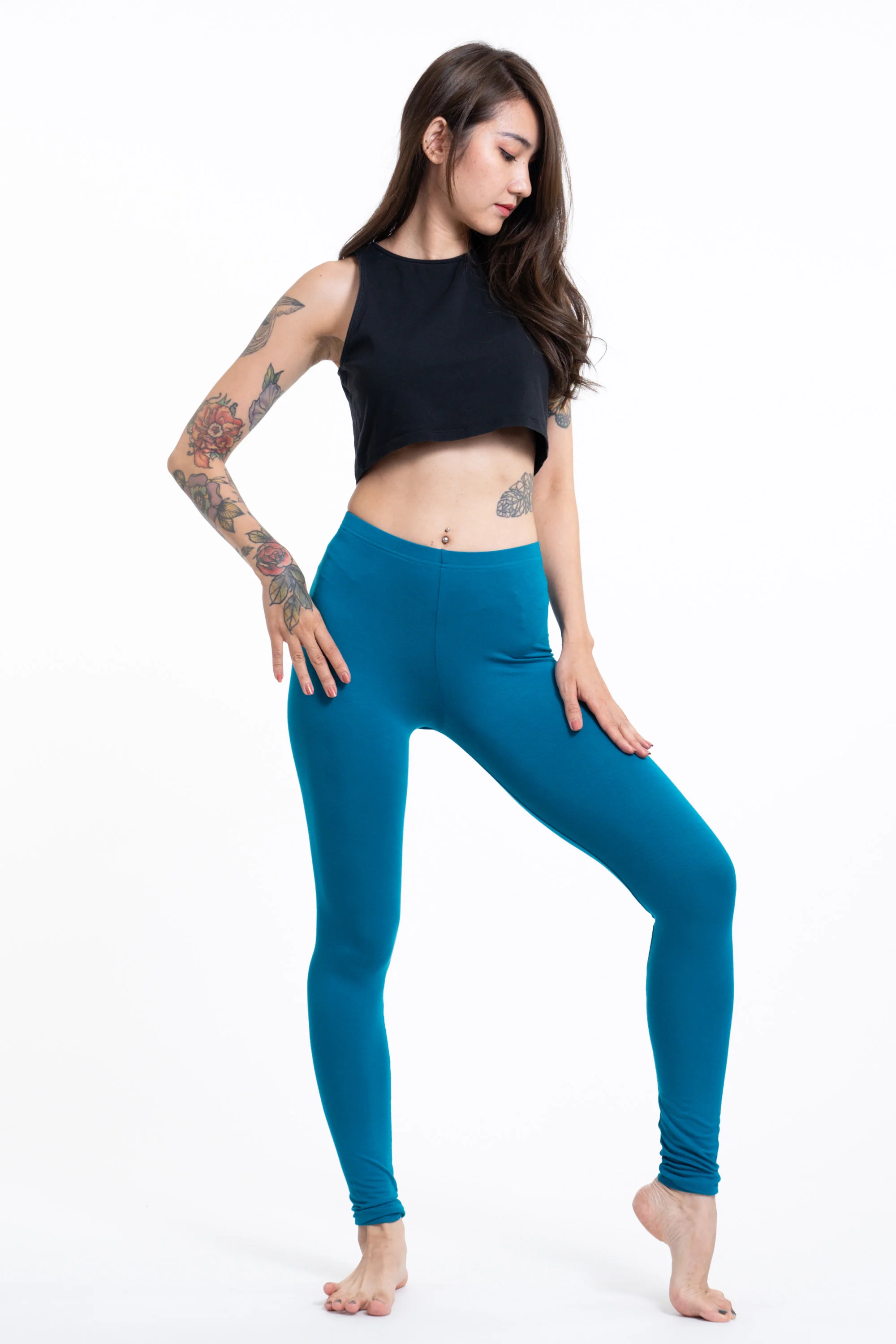2185-Solid-Color-Cotton-Leggings-in-Blue-3.webp Solid Color Cotton Leggings in Blue