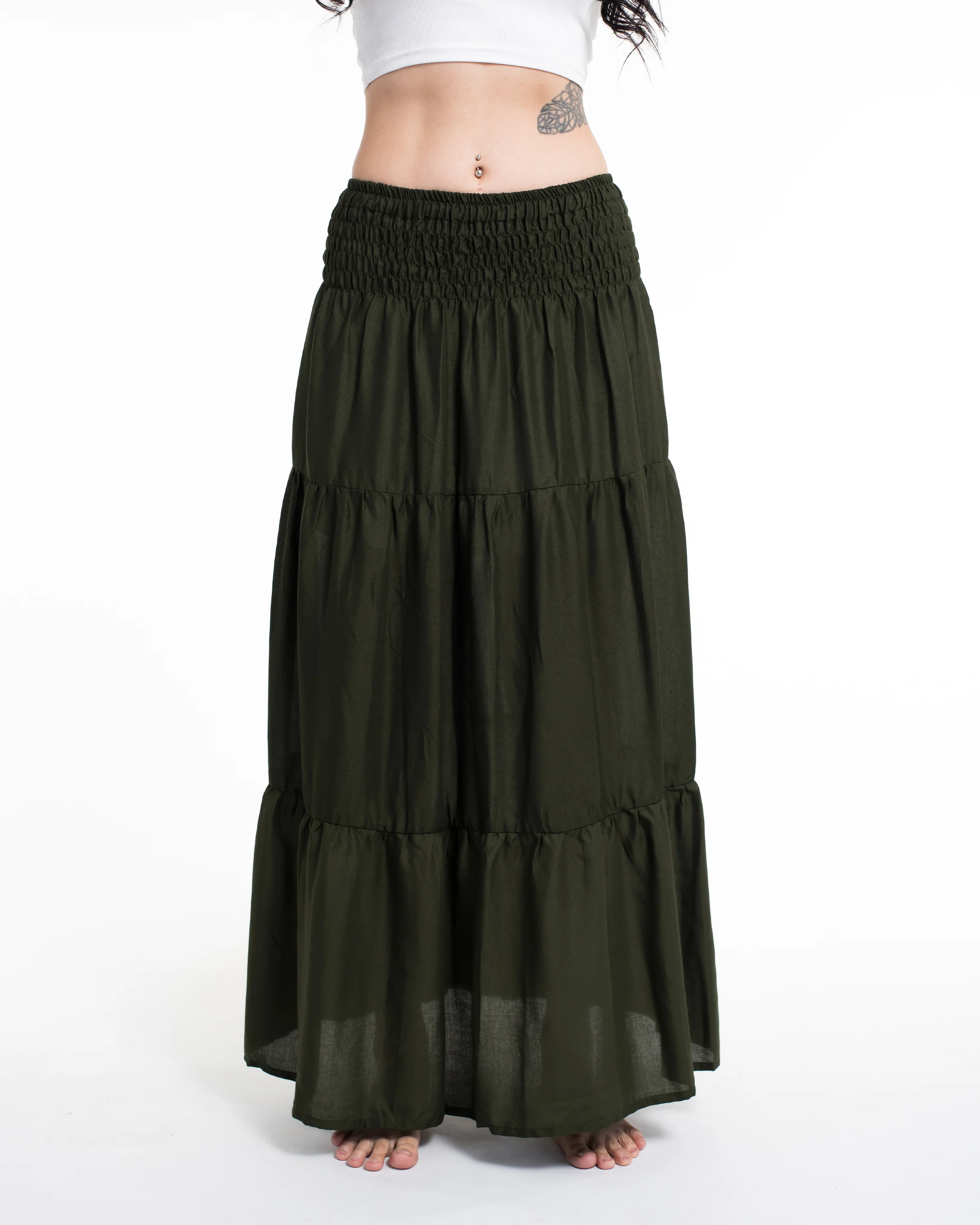 2186-Solid-Color-Long-Skirt-in-Dark-Green-3.webp Solid Color Long Skirt in Dark Green