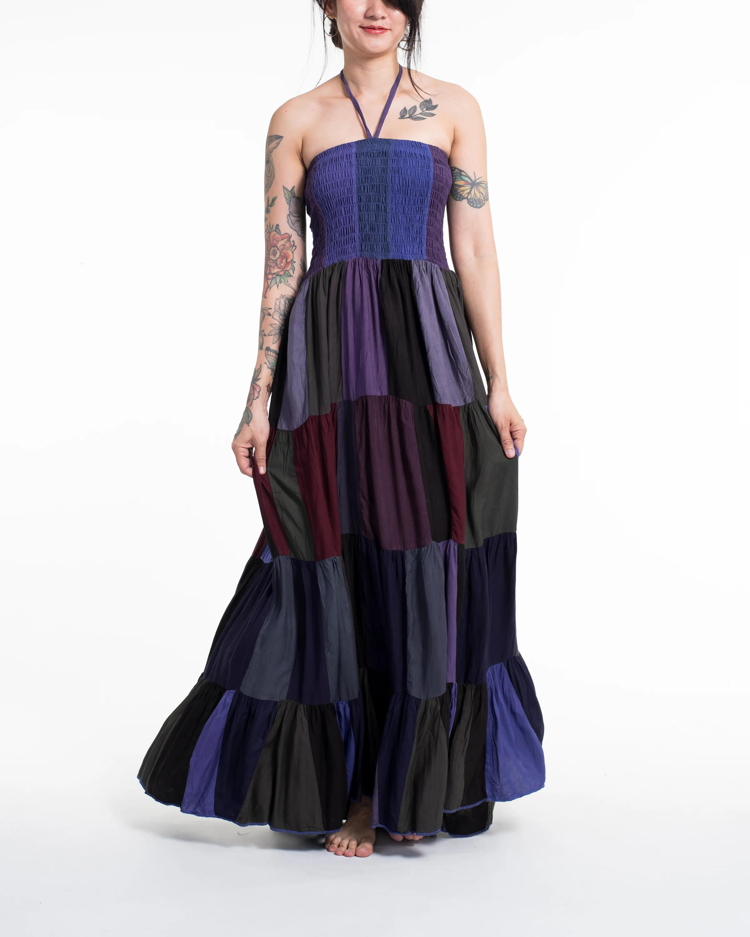 Upcycled Patchwork Maxi Dress in Purple