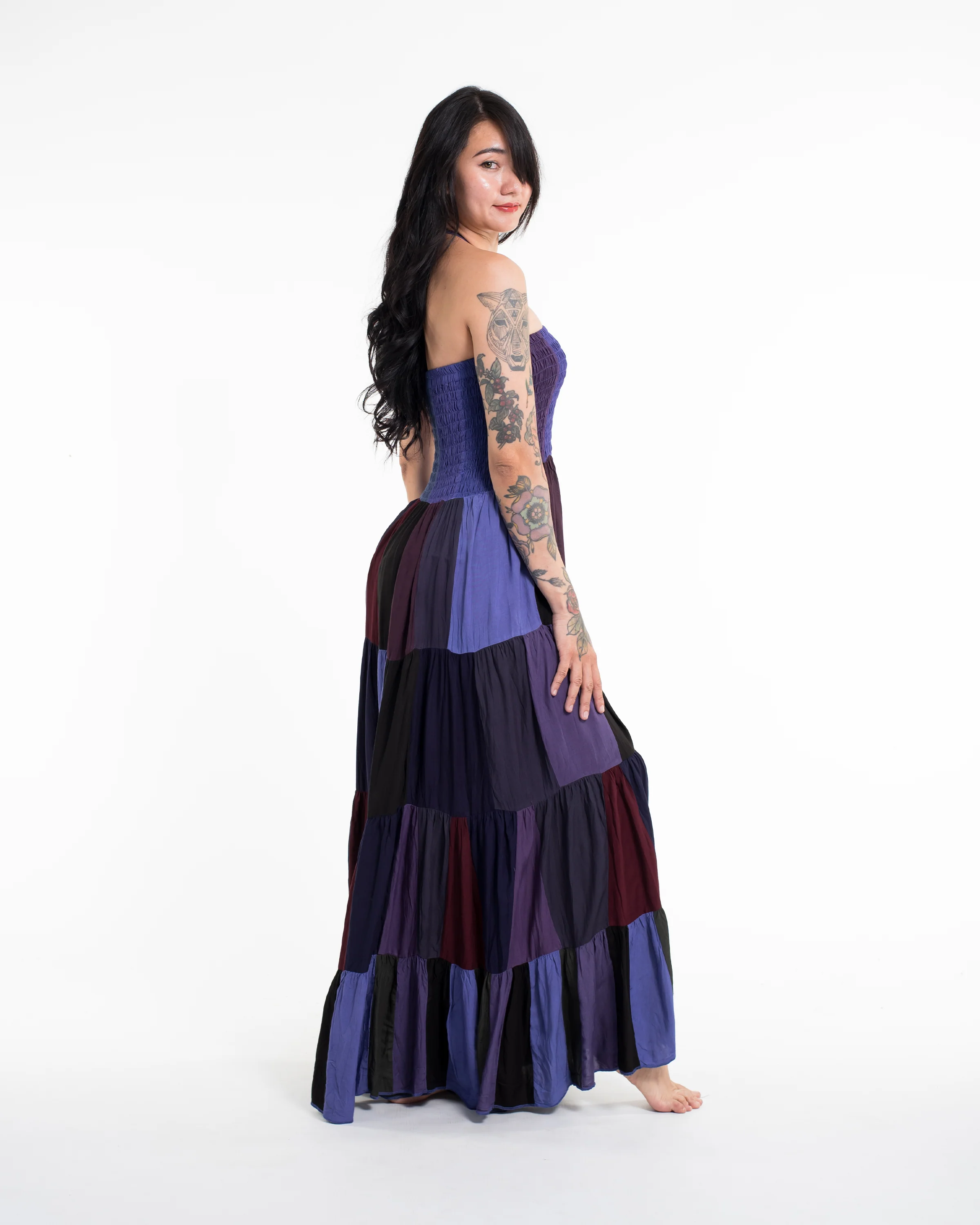 2188-Upcycled-Patchwork-Maxi-Dress-in-Purple-3.webp Upcycled Patchwork Maxi Dress in Purple