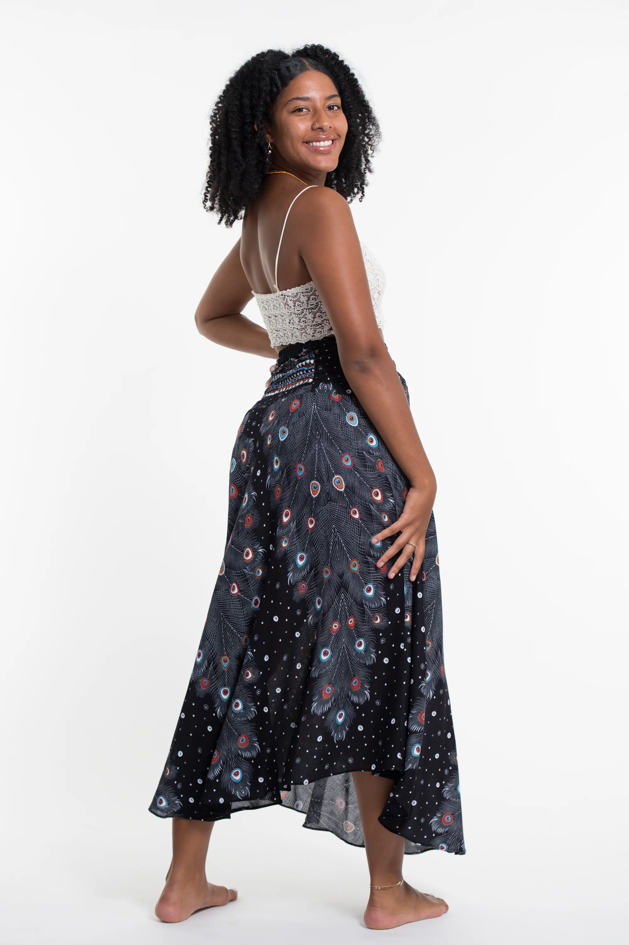 2196-Peacock-Handkerchief-Midi-Skirt-in-Black-3.webp Peacock Handkerchief Midi Skirt in Black