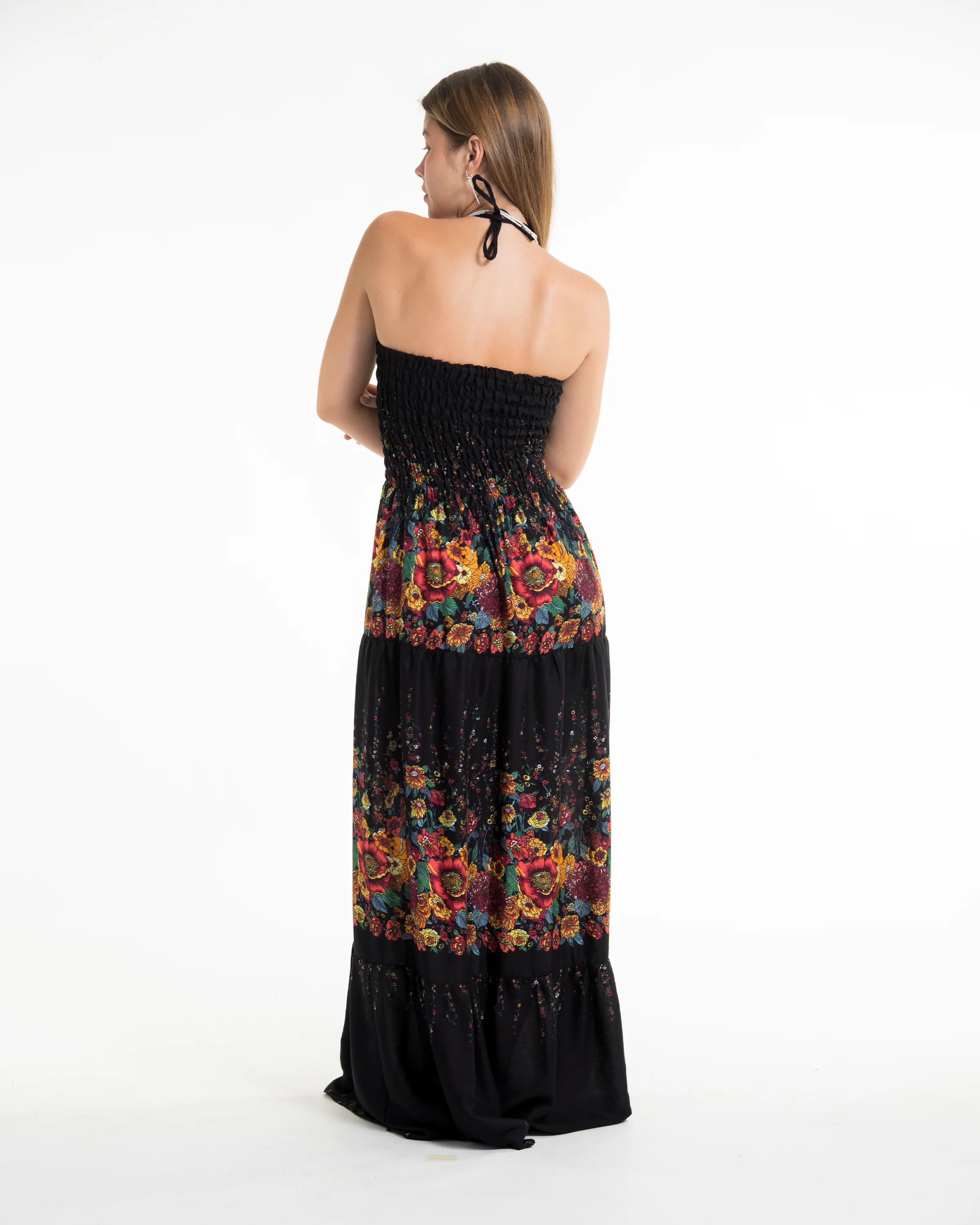 2197-Floral-Smocked-Maxi-Dress-in-Black-4.webp Floral Smocked Maxi Dress in Black