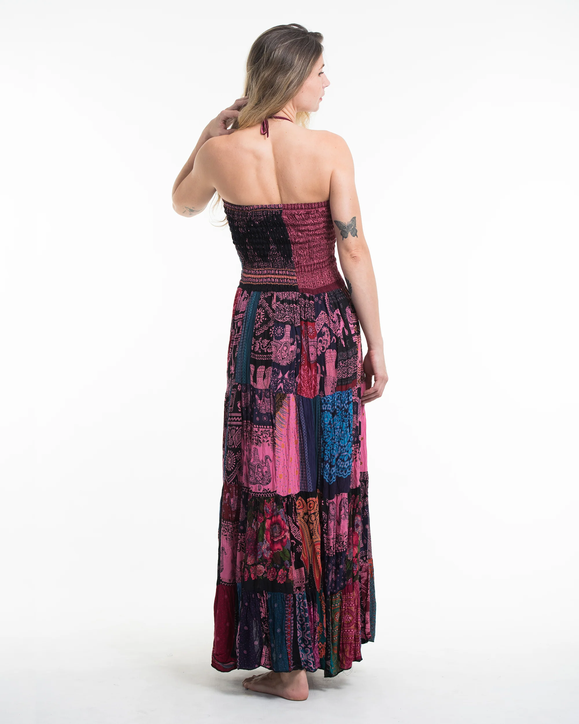 2198-Upcycled-Patchwork-Multi-Print-Maxi-Dress-in-Pink-4.webp Upcycled Patchwork Multi Print Maxi Dress in Pink