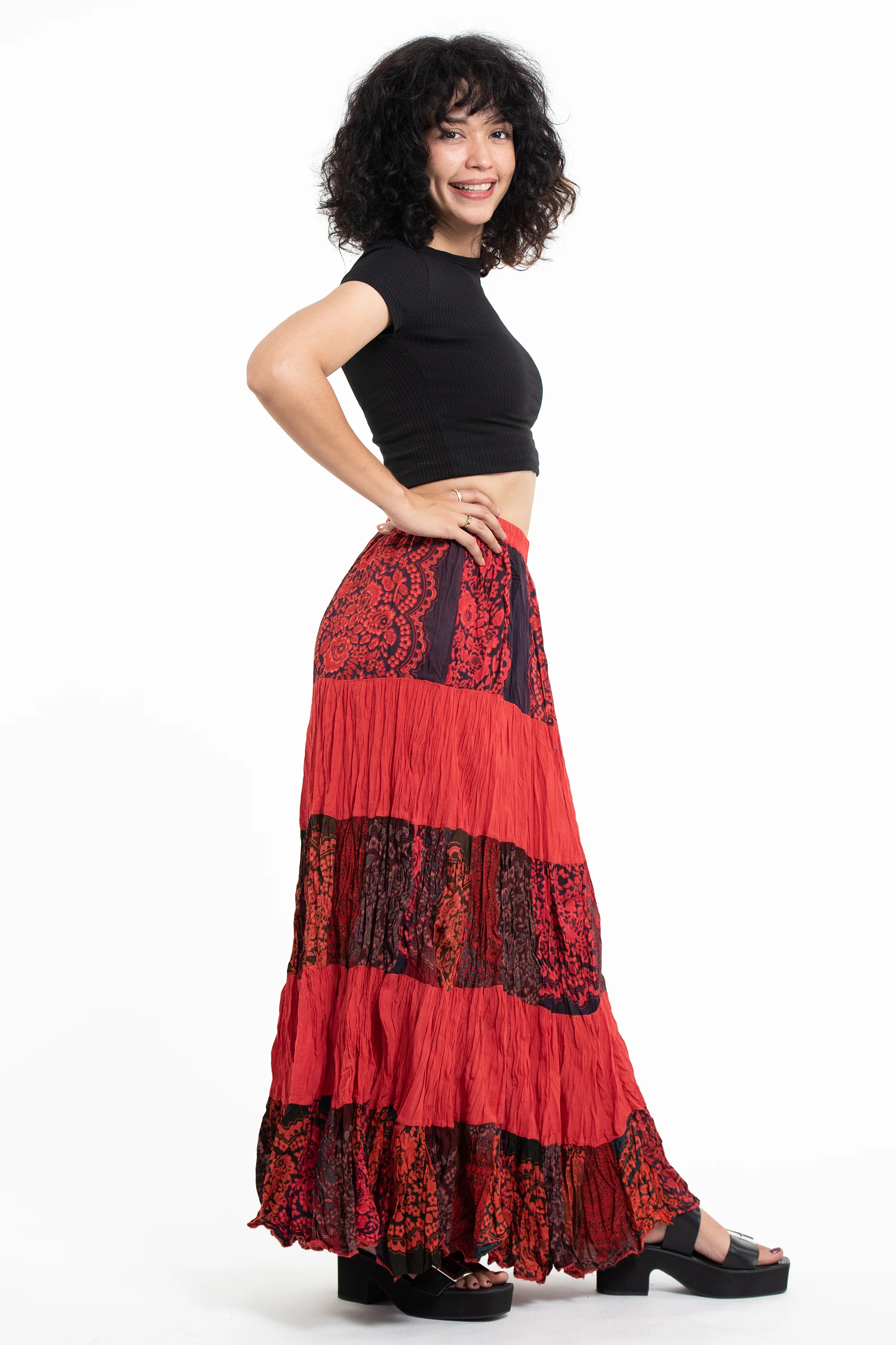 2199-Patchwork-Long-Skirt-in-Red-3.webp Patchwork Long Skirt in Red