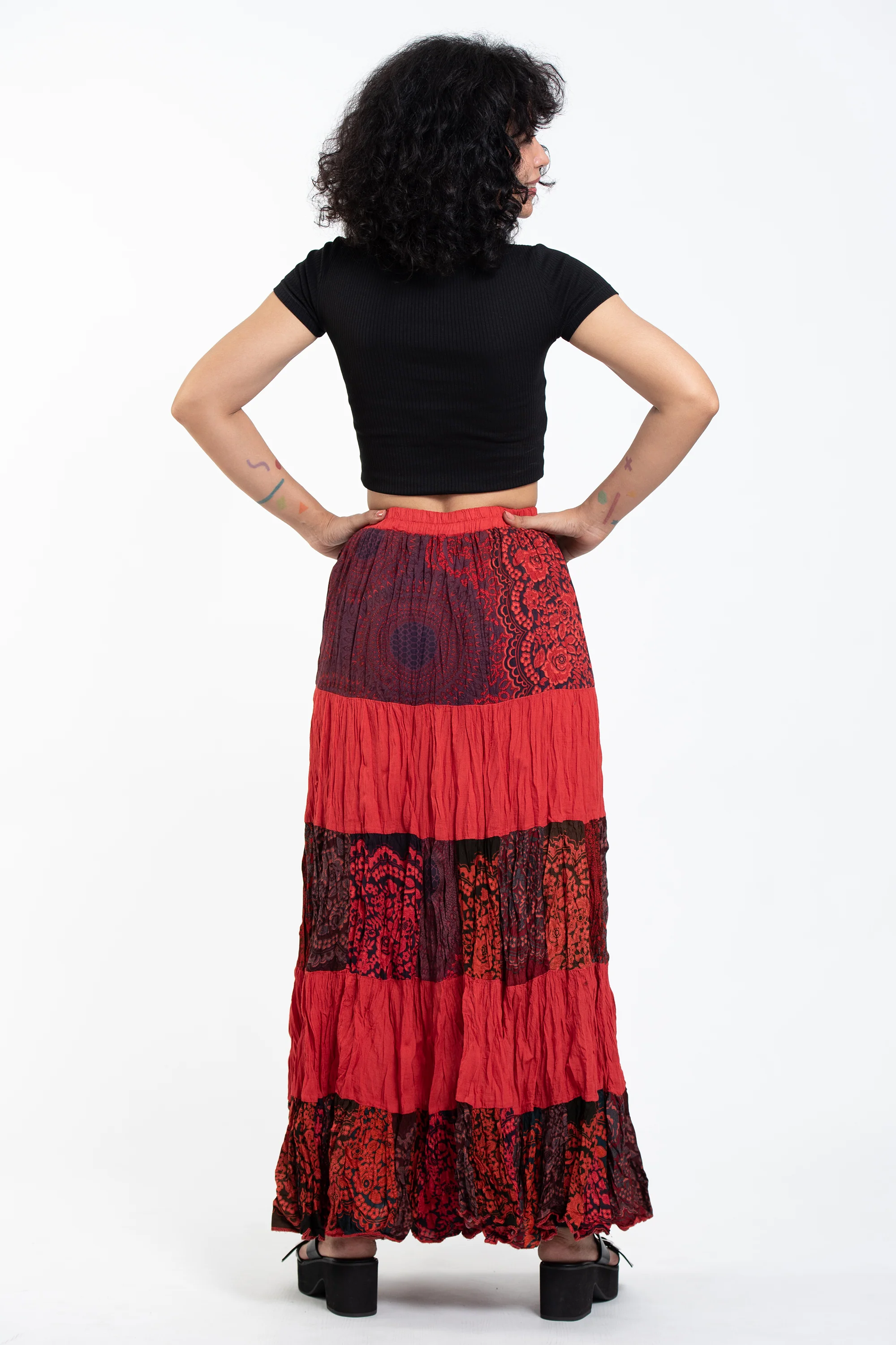 2199-Patchwork-Long-Skirt-in-Red-4.webp Patchwork Long Skirt in Red