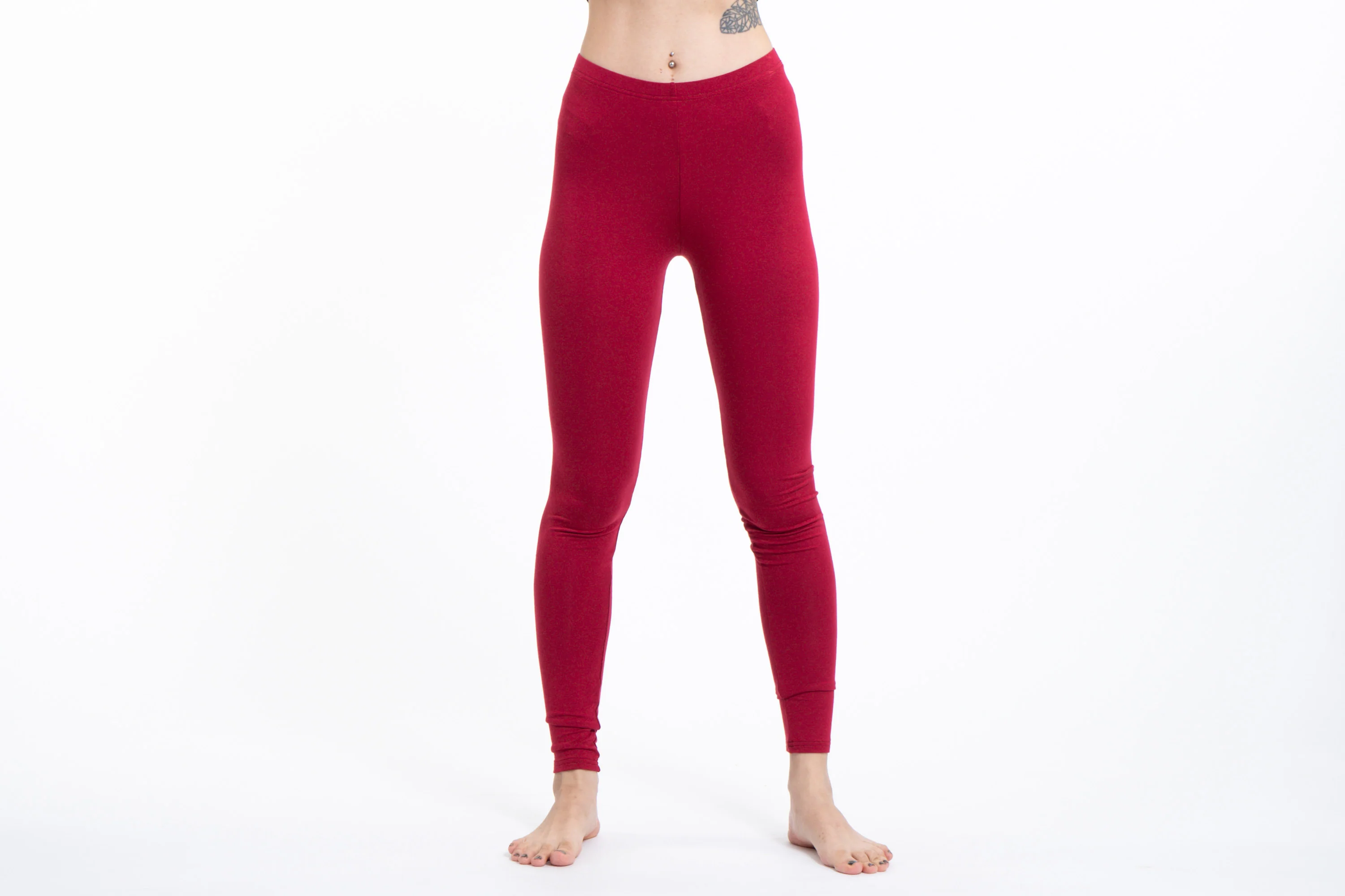 2202-Solid-Color-Cotton-Leggings-in-Red-3.webp Solid Color Cotton Leggings in Red