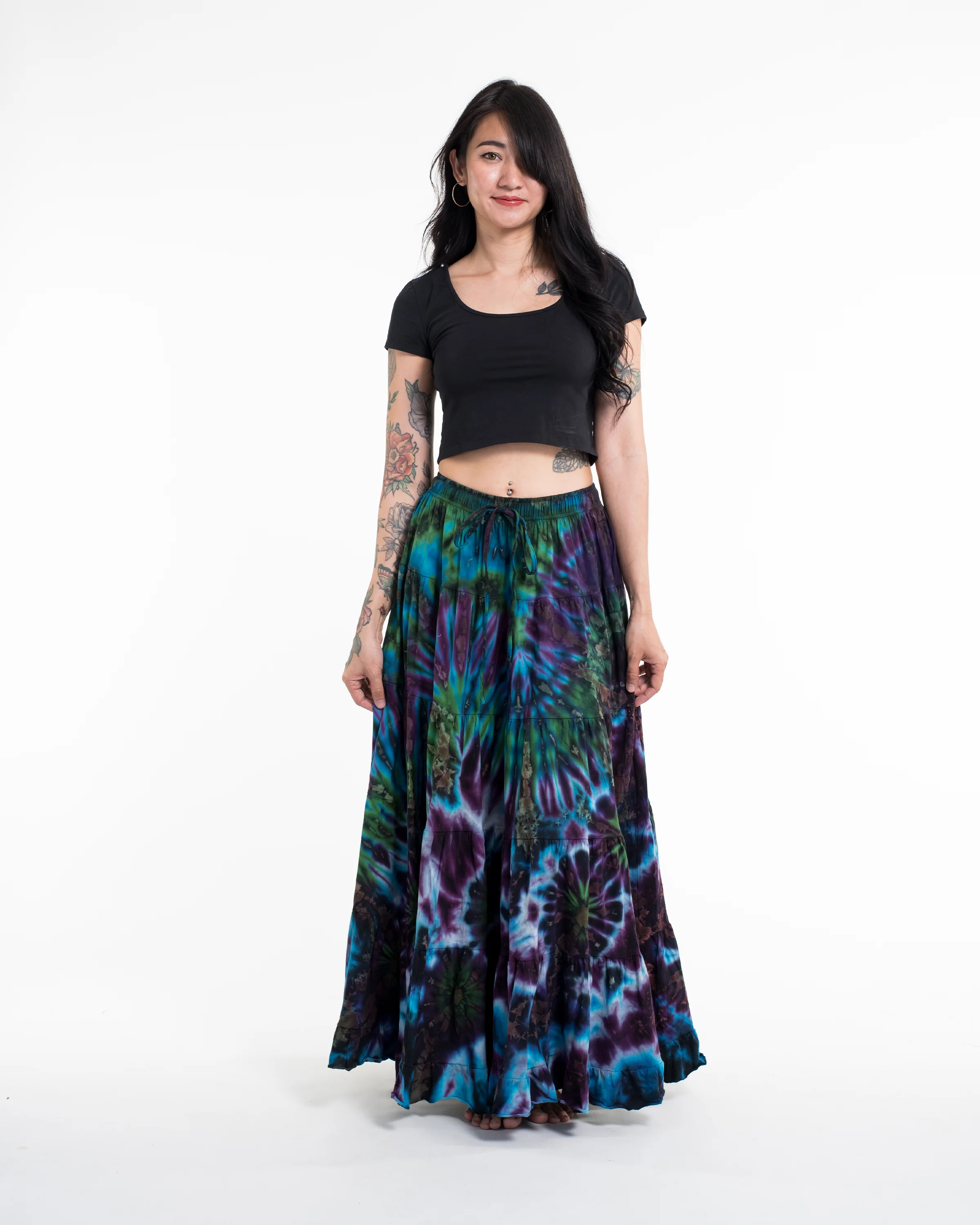 Tie Dye Long Skirt in Blue Purple