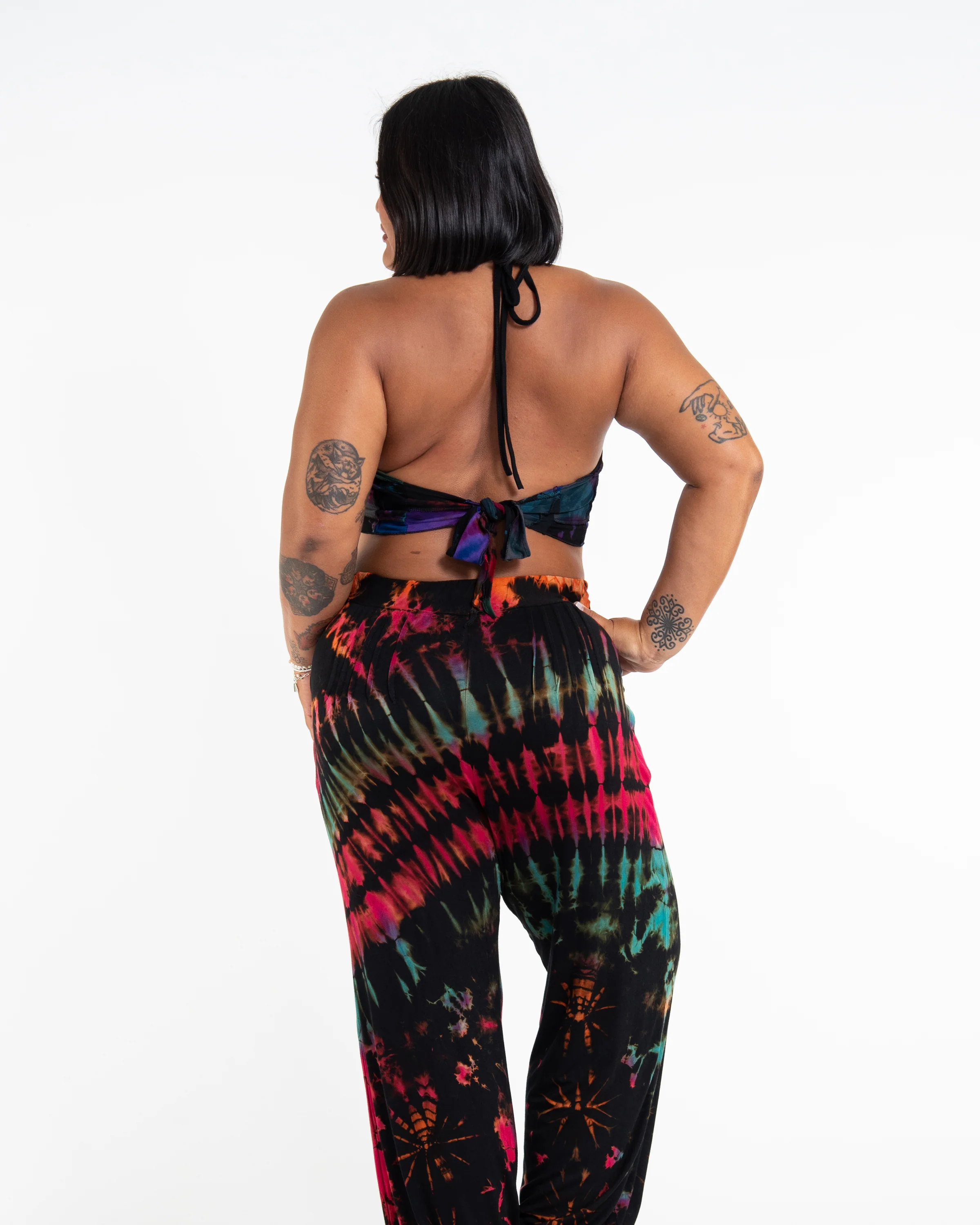 2206-Patchwork-Tie-Dye-Halter-Top-in-Multi-Black-4.webp Patchwork Tie Dye Halter Top in Multi Black