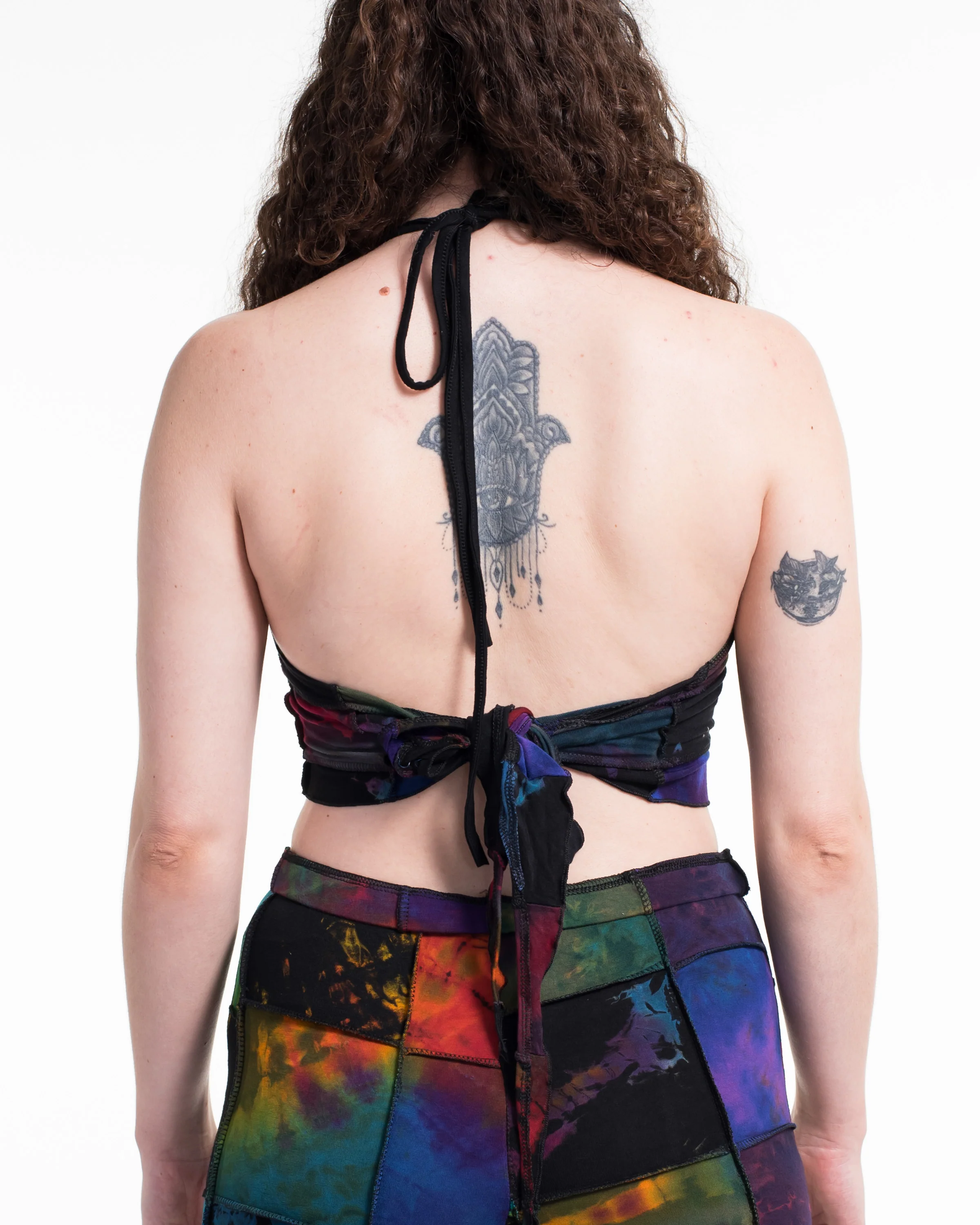 2206-Patchwork-Tie-Dye-Halter-Top-in-Multi-Black-7.webp Patchwork Tie Dye Halter Top in Multi Black