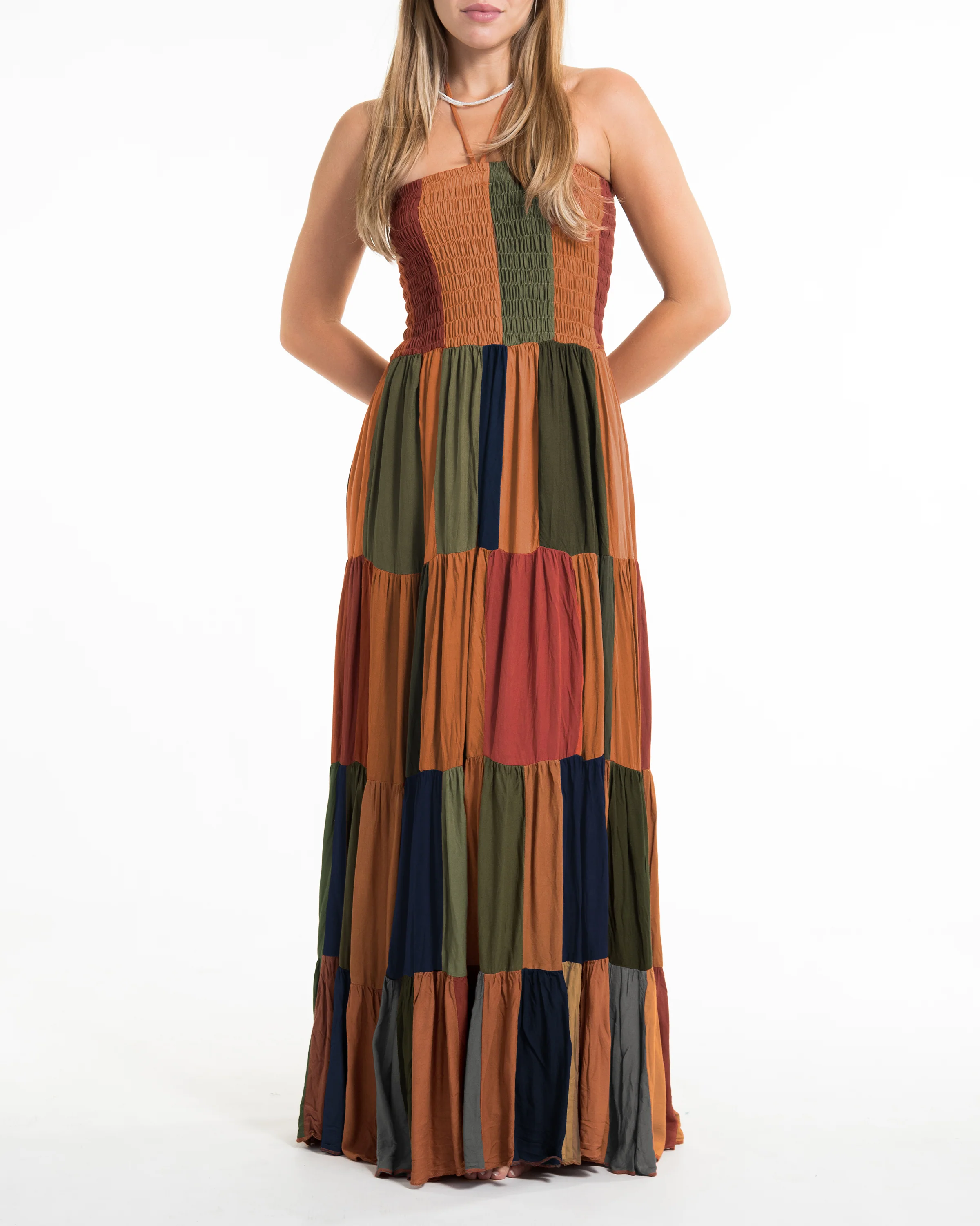 2208-Upcycled-Patchwork-Maxi-Dress-in-Orange-6.webp Upcycled Patchwork Maxi Dress in Orange