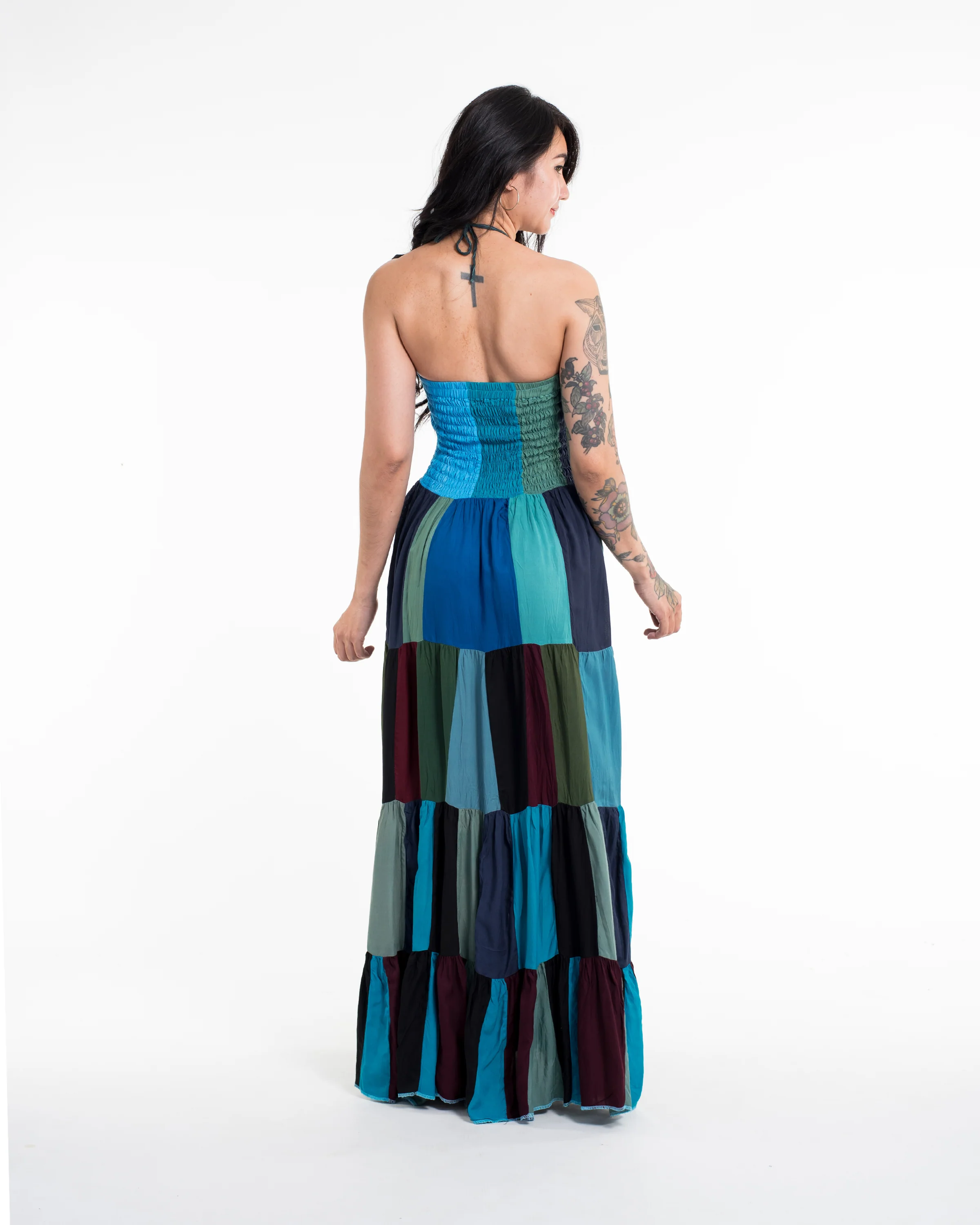 2220-Upcycled-Patchwork-Maxi-Dress-in-Blue-4.webp Upcycled Patchwork Maxi Dress in Blue