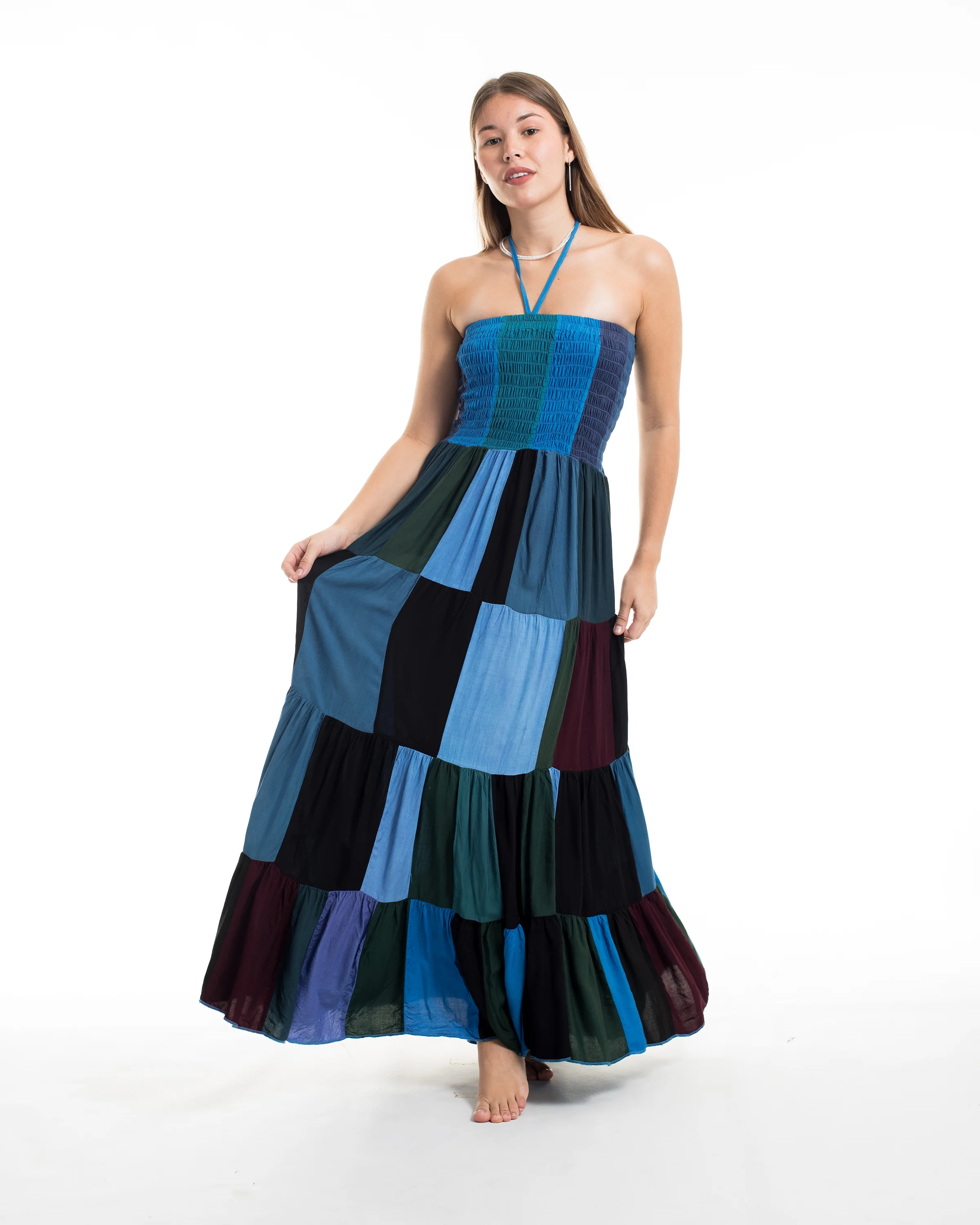 2220-Upcycled-Patchwork-Maxi-Dress-in-Blue-8.webp Upcycled Patchwork Maxi Dress in Blue