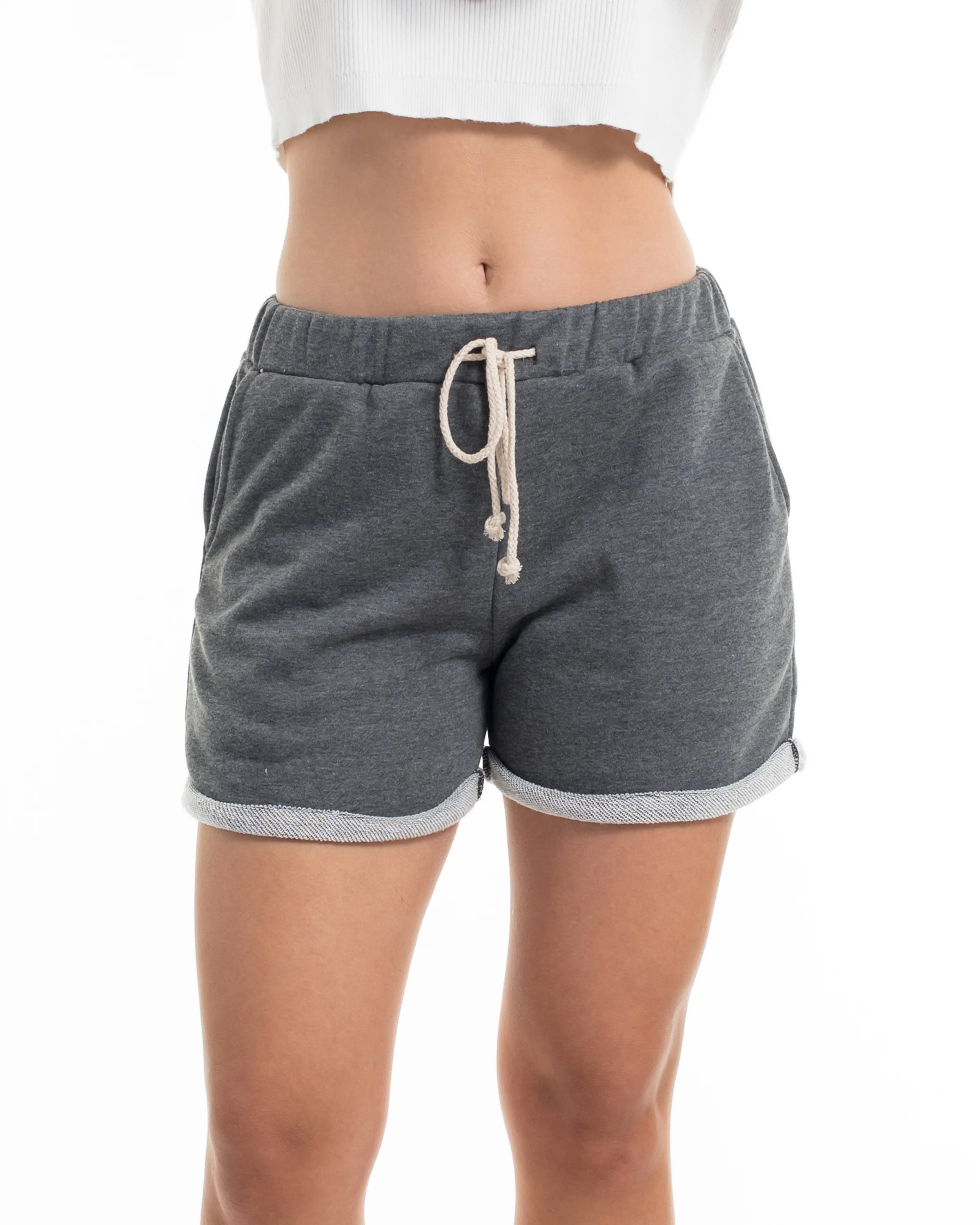 Women's Terry Shorts with Tribal Pockets in Black (Size S - L)