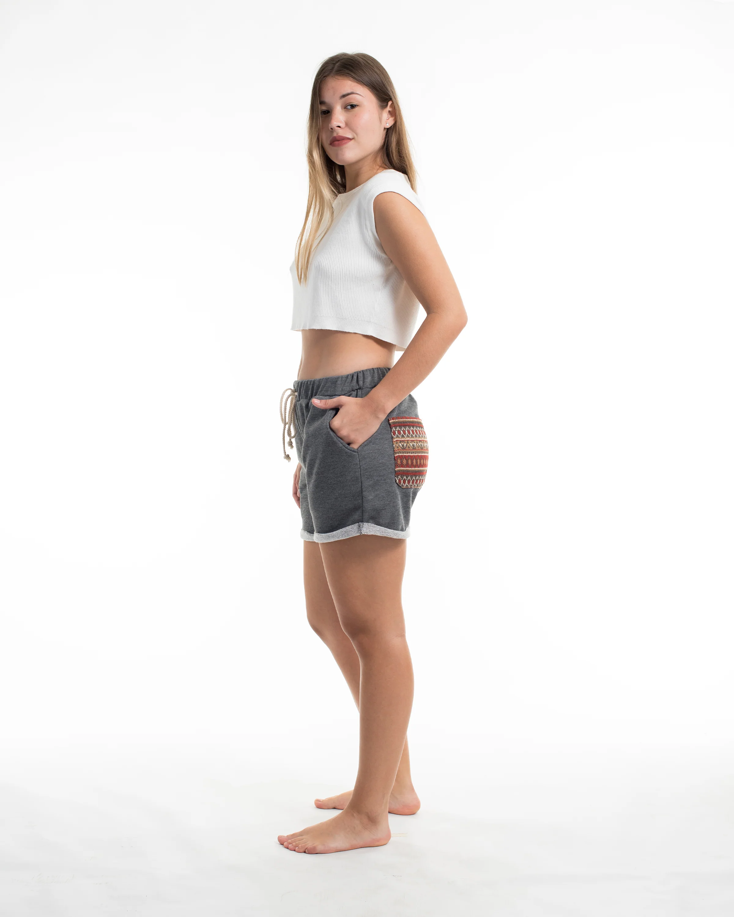 2223-Women-s-Terry-Shorts-with-Tribal-Pockets-in-Black-Size-S-L-3.webp Women's Terry Shorts with Tribal Pockets in Black (Size S - L)