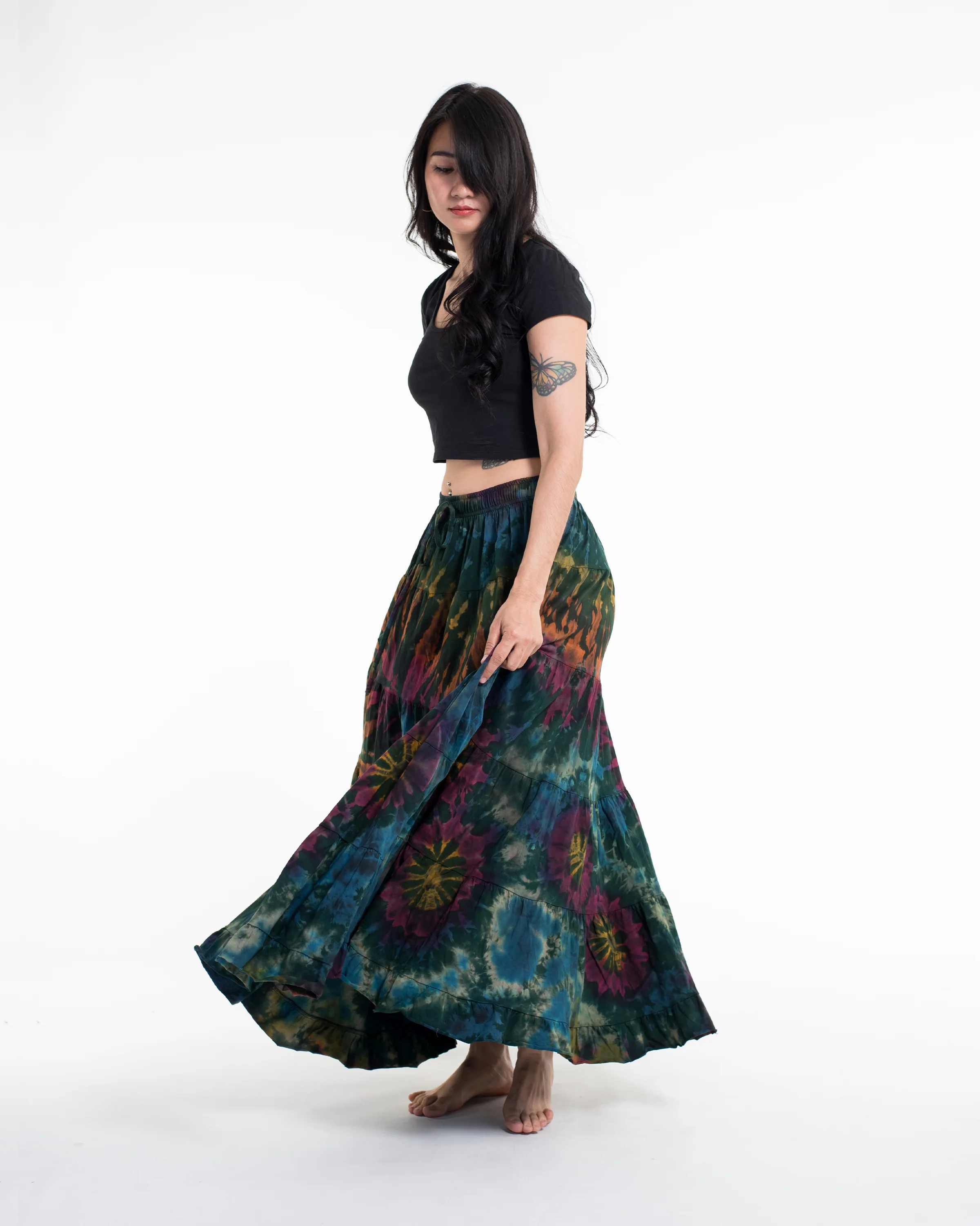 2228-Tie-Dye-Long-Skirt-in-Green-3.webp Tie Dye Long Skirt in Green