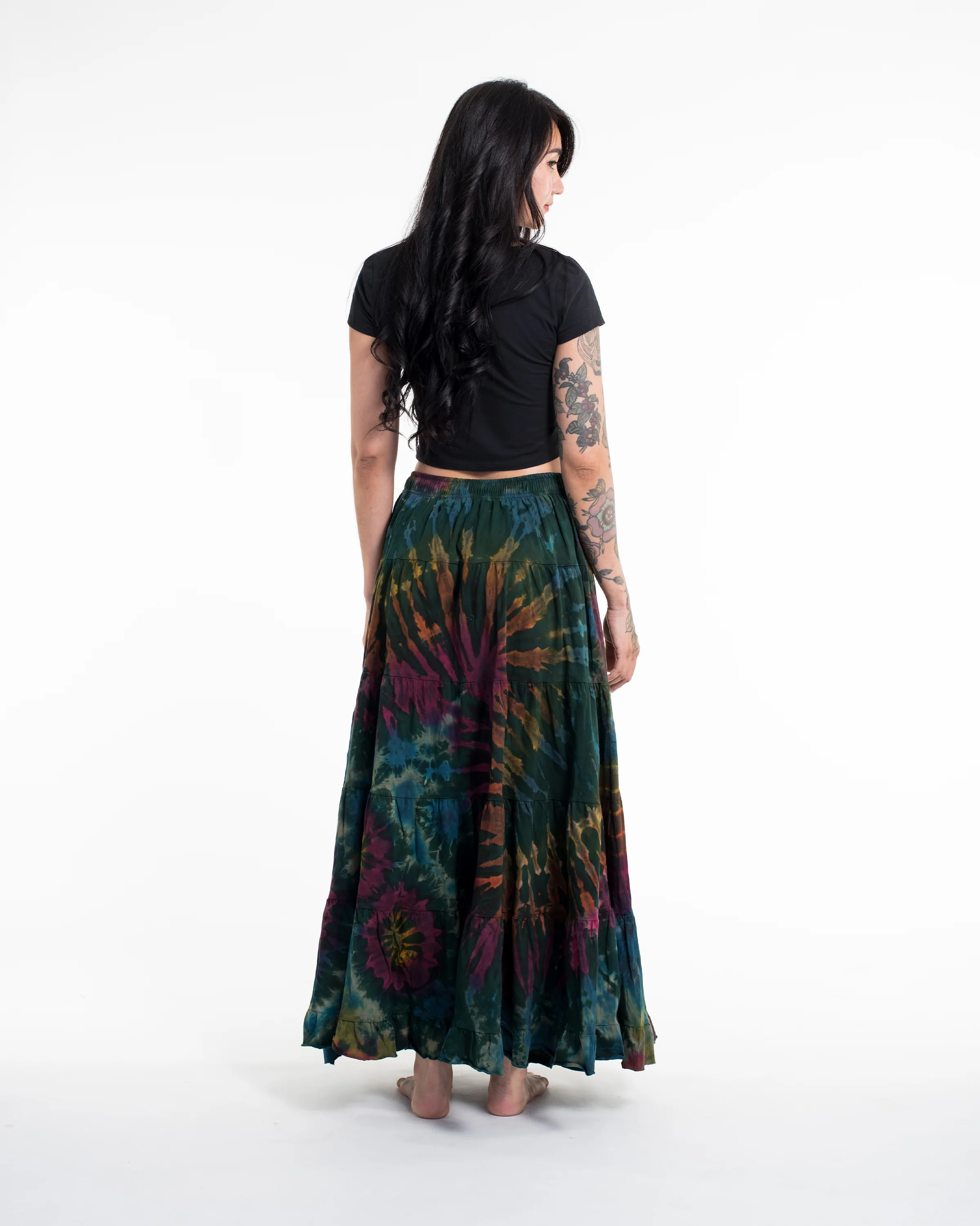 2228-Tie-Dye-Long-Skirt-in-Green-4.webp Tie Dye Long Skirt in Green