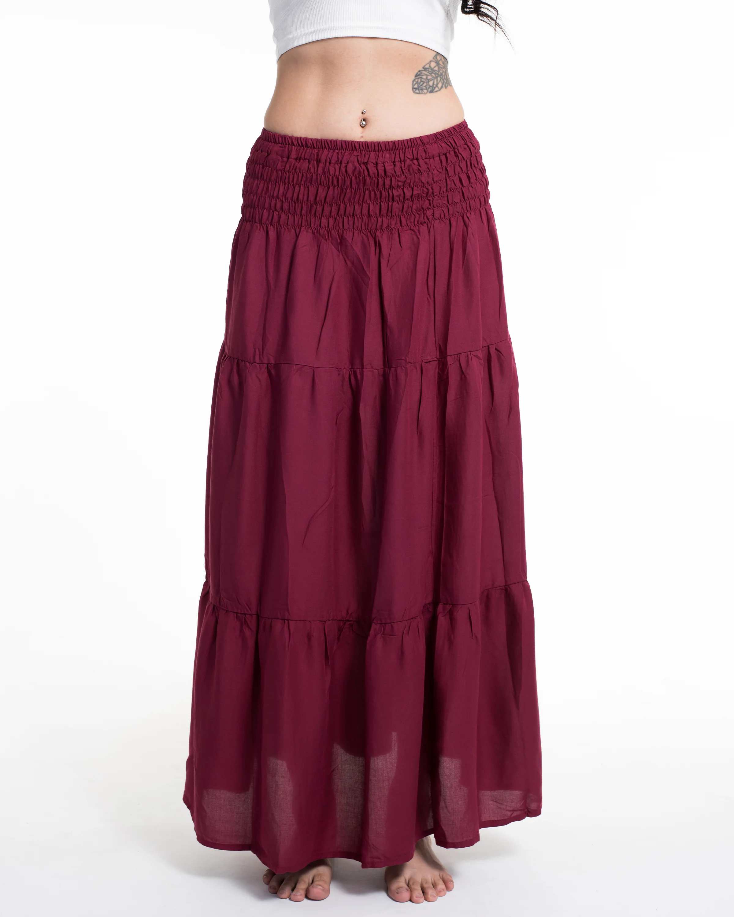 2229-Solid-Color-Long-Skirt-in-Red-3.webp Solid Color Long Skirt in Red