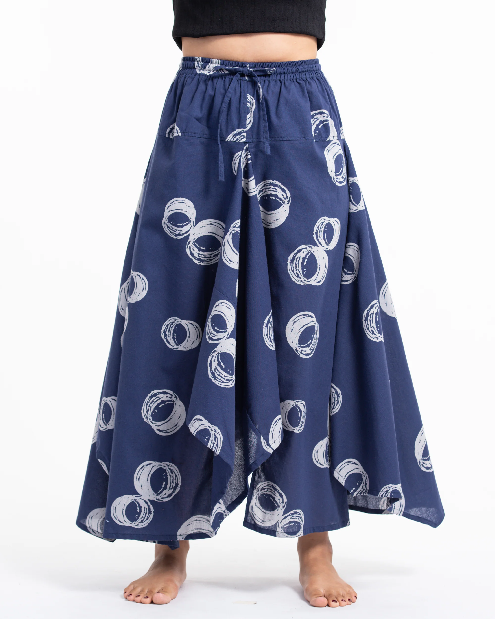 2240-Circles-Prints-Cotton-Handkerchief-Midi-Skirt-in-Navy-3.webp Circles Prints Cotton Handkerchief Midi Skirt in Navy