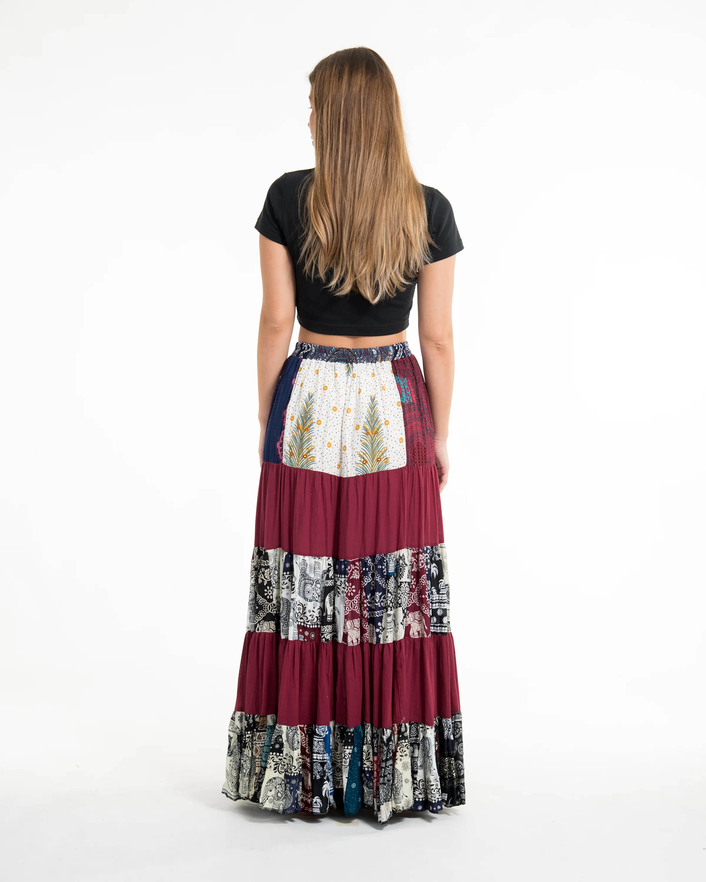2242-Patchwork-Long-Skirt-in-Red-4.webp Patchwork Long Skirt in Red