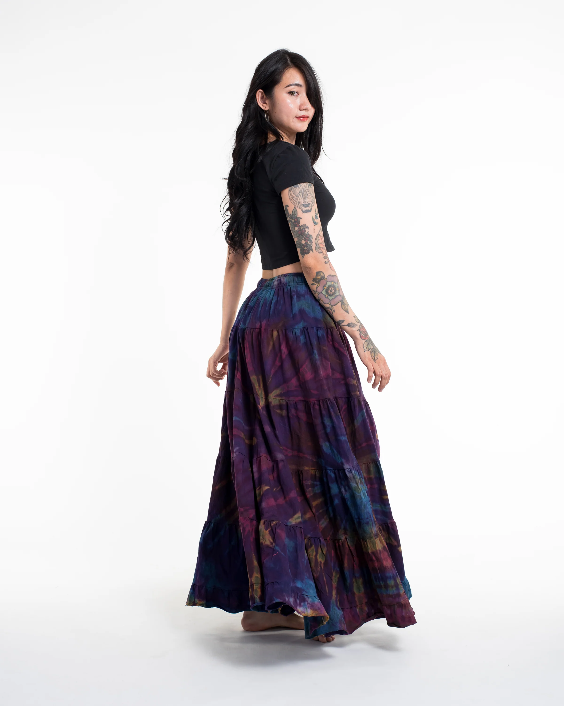Tie Dye Long Skirt in Purple
