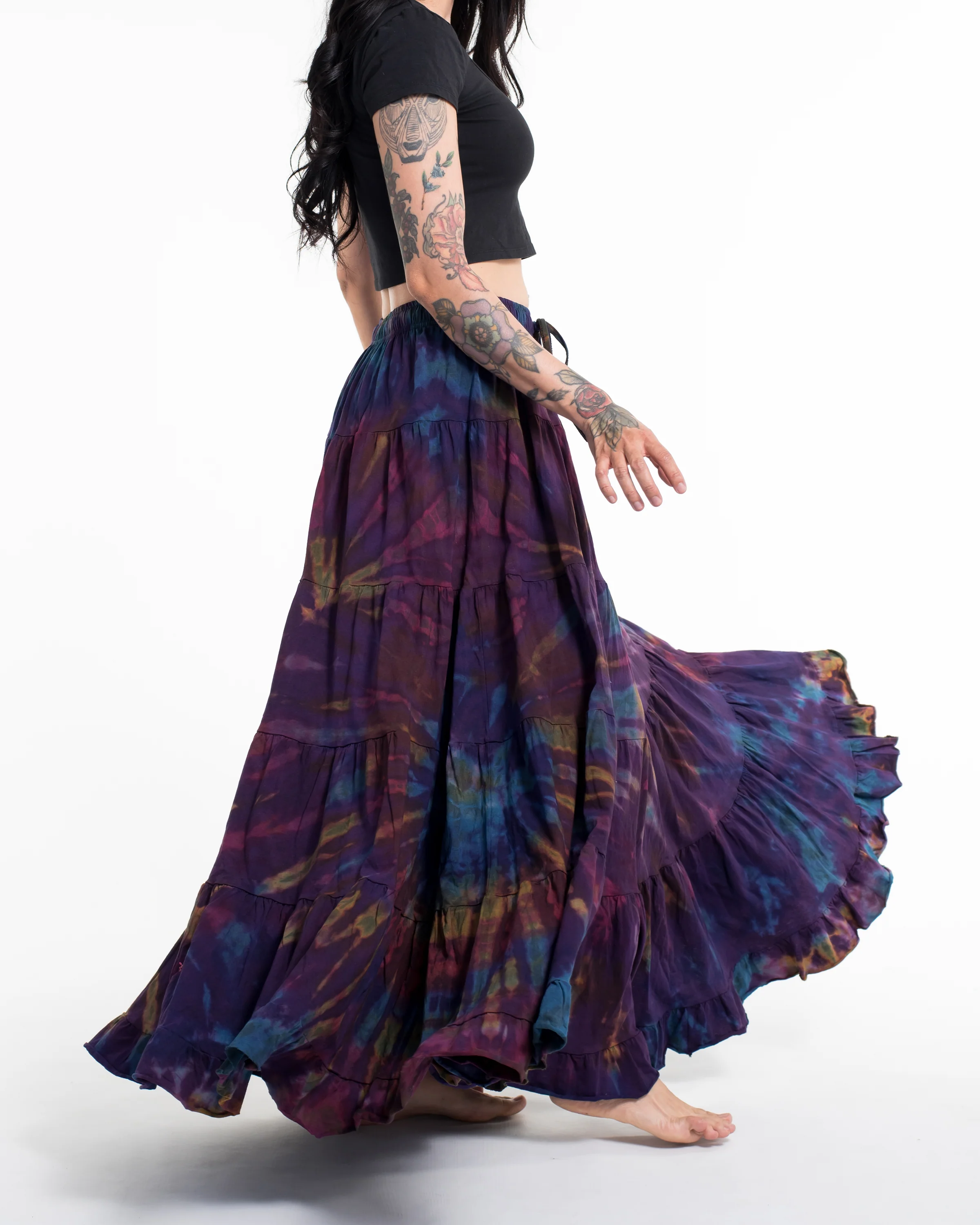 Tie Dye Long Skirt in Purple