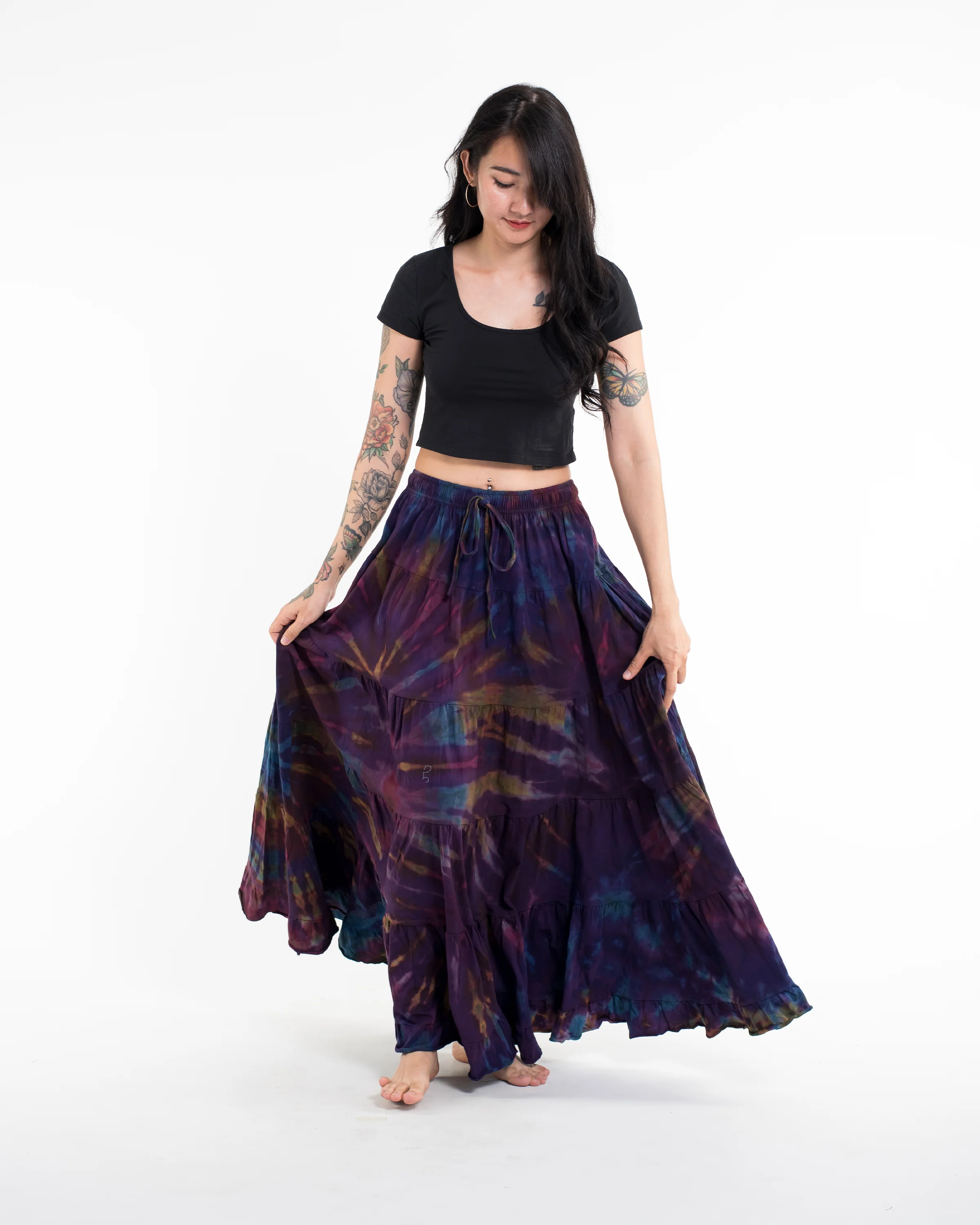 2252-Tie-Dye-Long-Skirt-in-Purple-3.webp Tie Dye Long Skirt in Purple