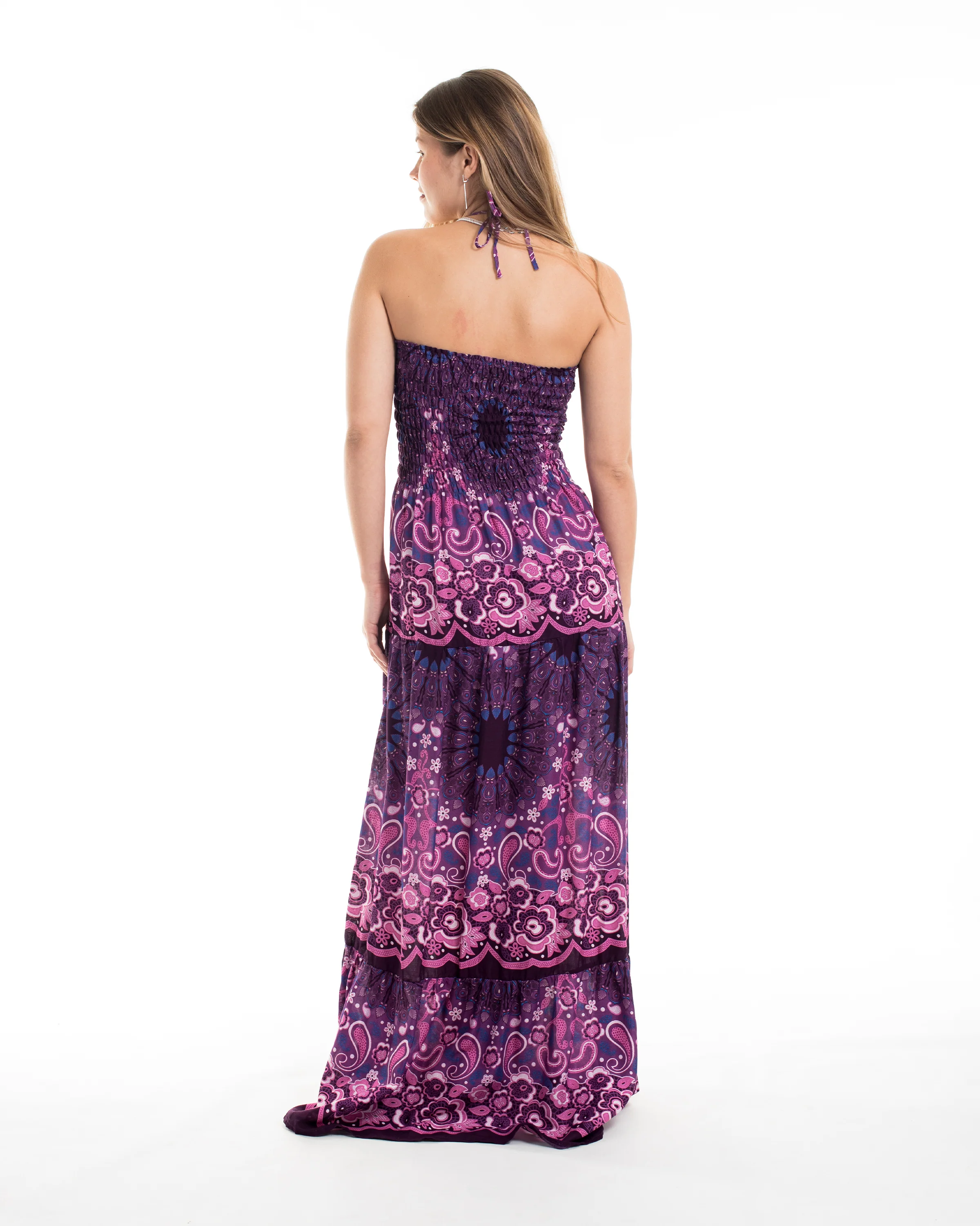 2265-Paisley-Mandalas-Smocked-Maxi-Dress-in-Purple-3.webp Paisley Mandalas Smocked Maxi Dress in Purple