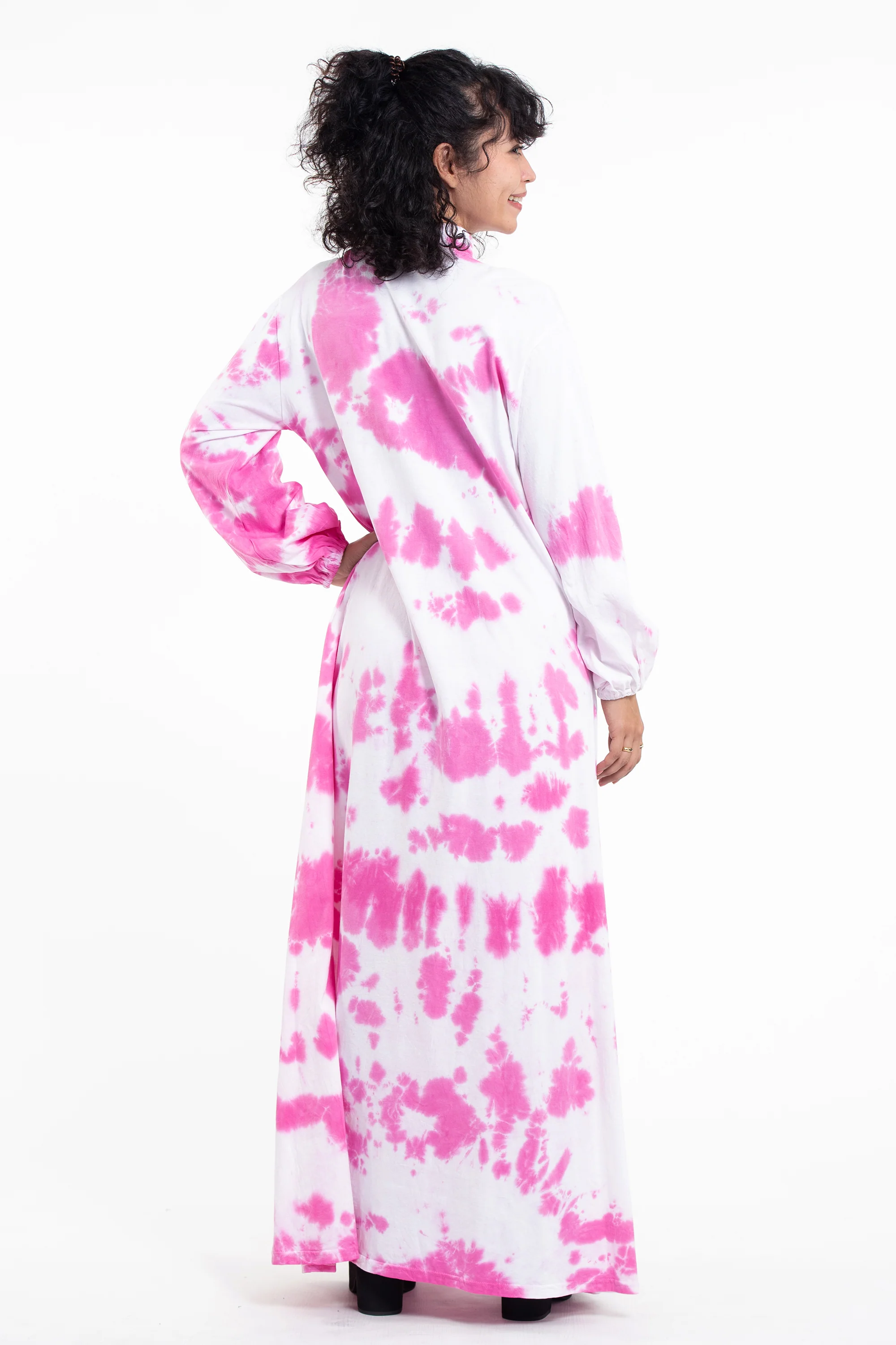 2272-Tie-Dye-Long-Sleeve-Maxi-Dress-in-Pink-3.webp Tie Dye Long Sleeve Maxi Dress in Pink